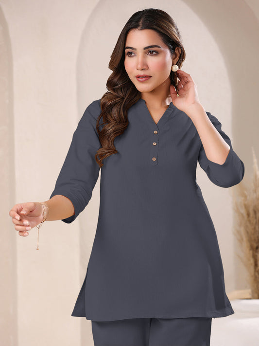 Janasya Light Cotton Solid A-Line Top 