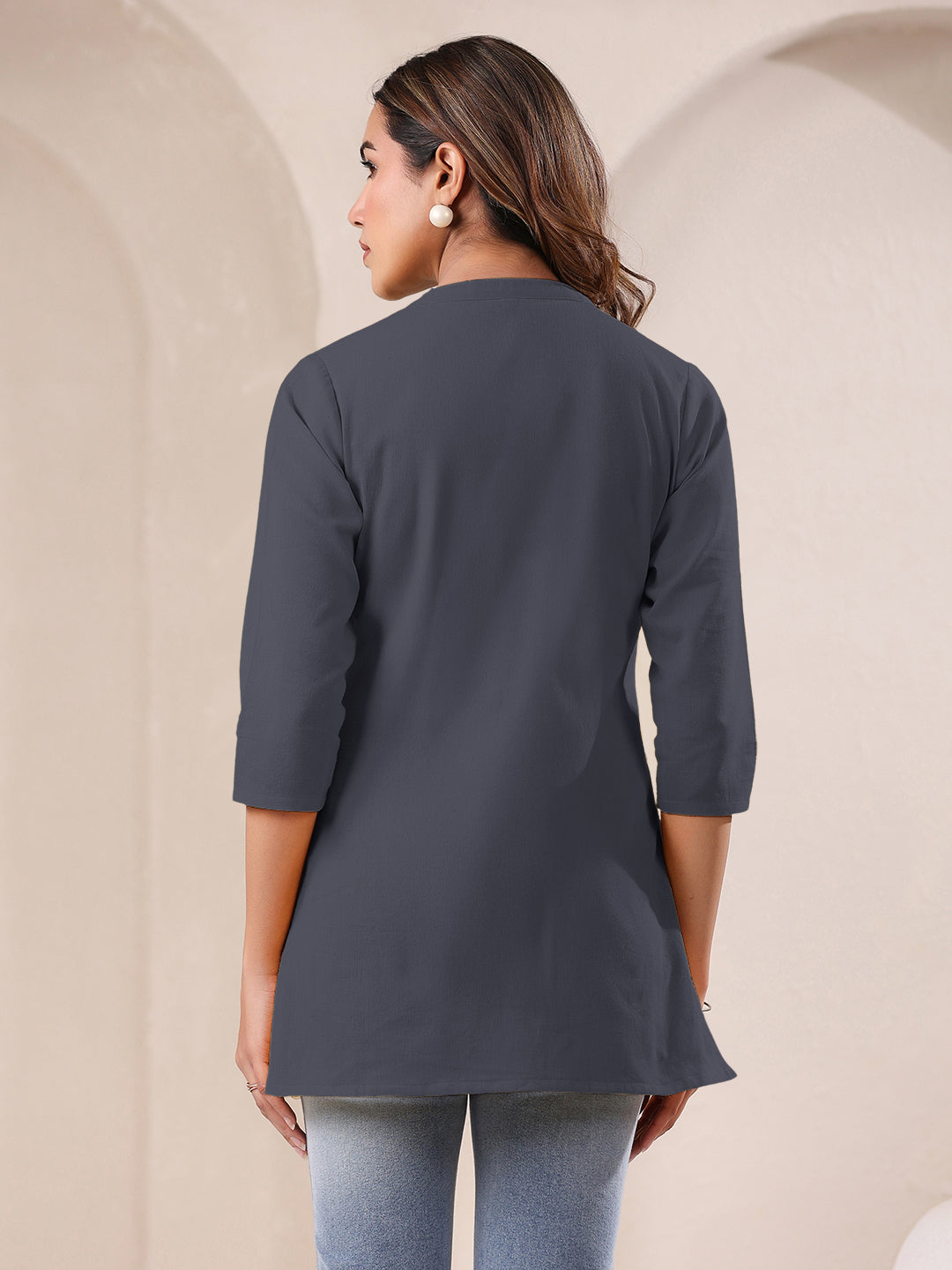 Janasya Light Cotton Solid A-Line Top 