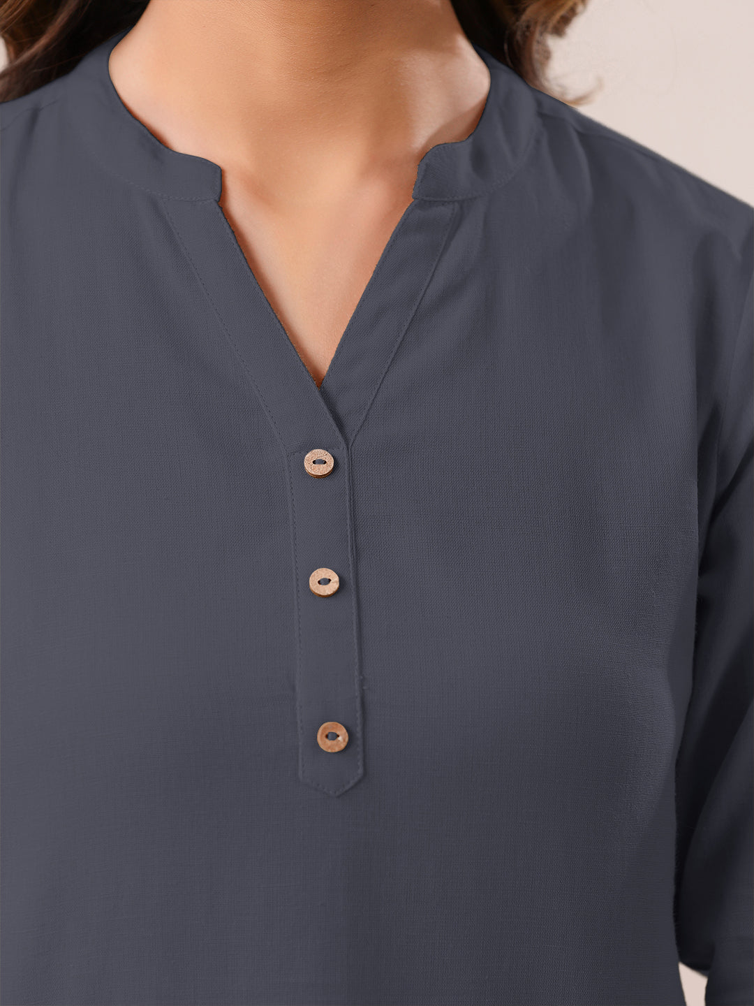 Janasya Light Cotton Solid A-Line Top 