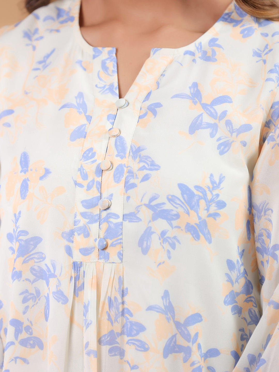 Janasya Light Georgette Floral A-Line Tunic 