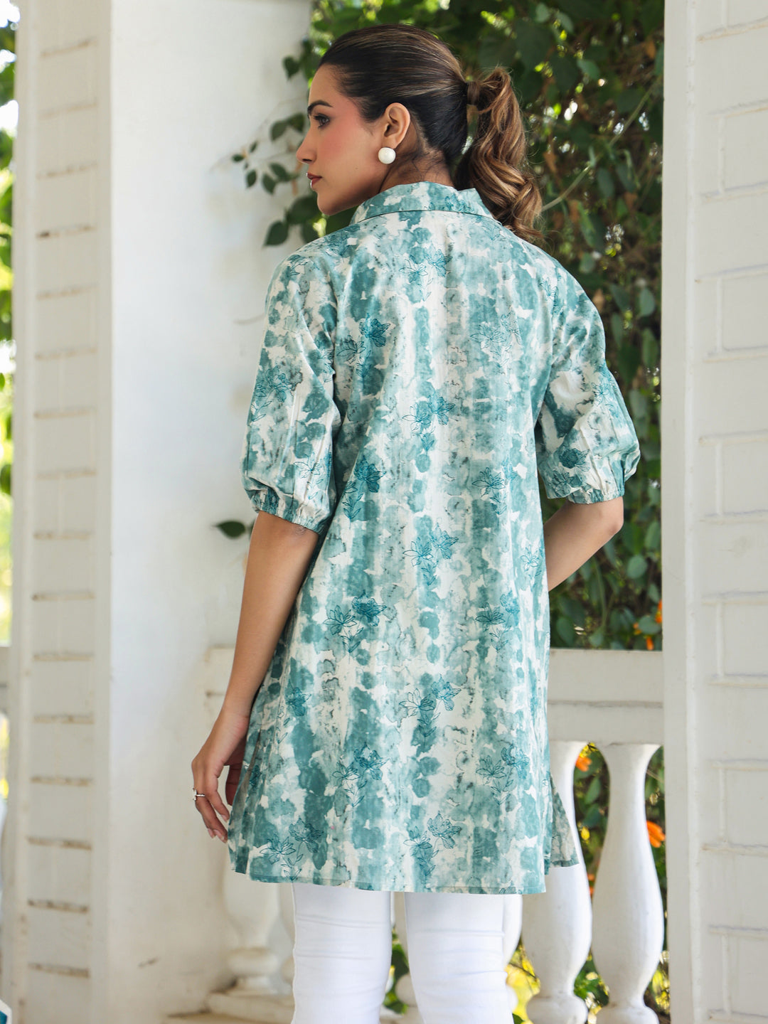 Janasya Dark Cotton Tie & dye Straight Tunic 