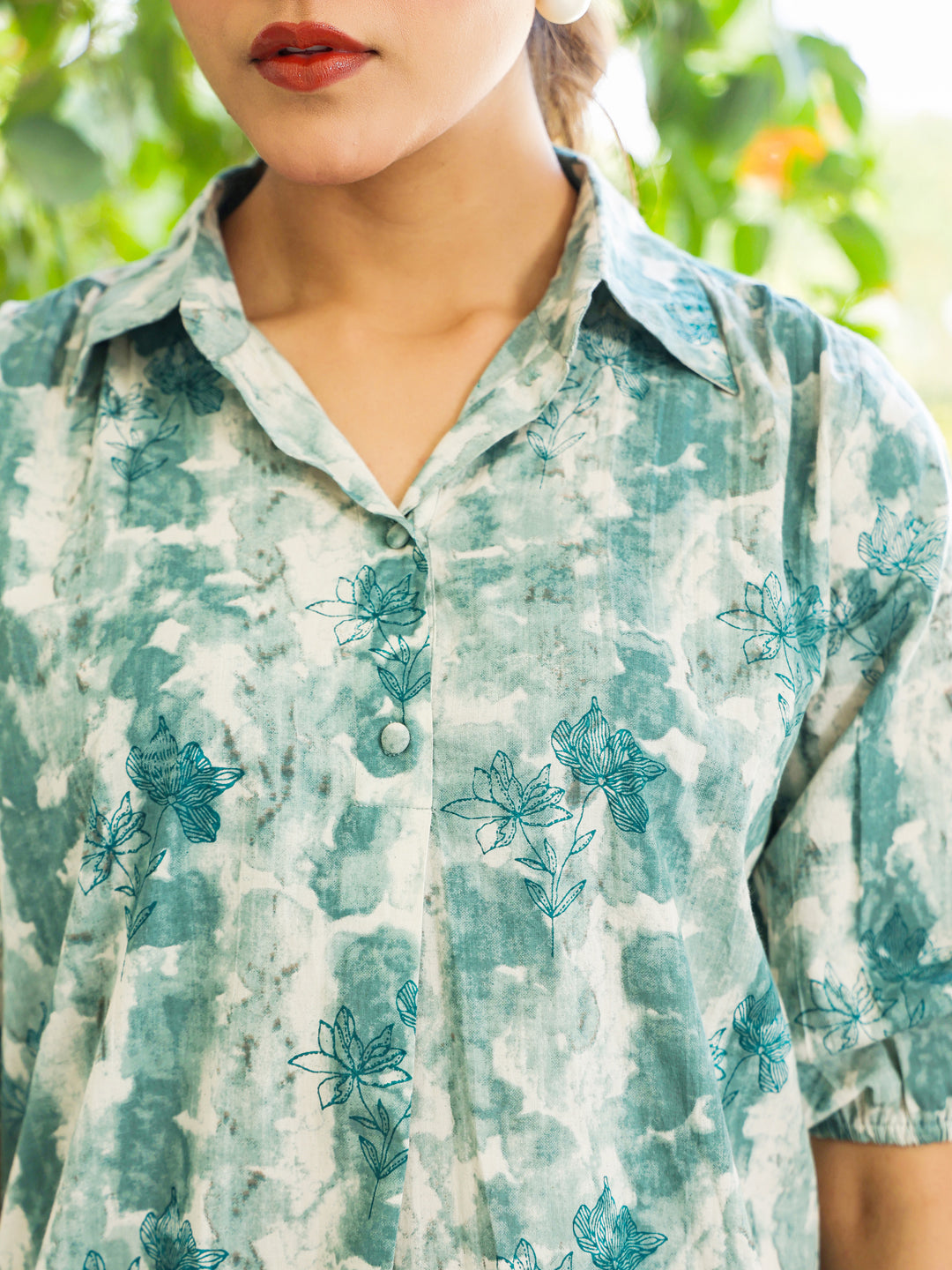 Janasya Dark Cotton Tie & dye Straight Tunic 