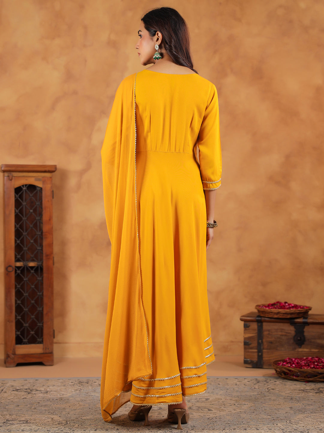 Janasya Bright Rayon Embroidered Anarkali Kurta Set 
