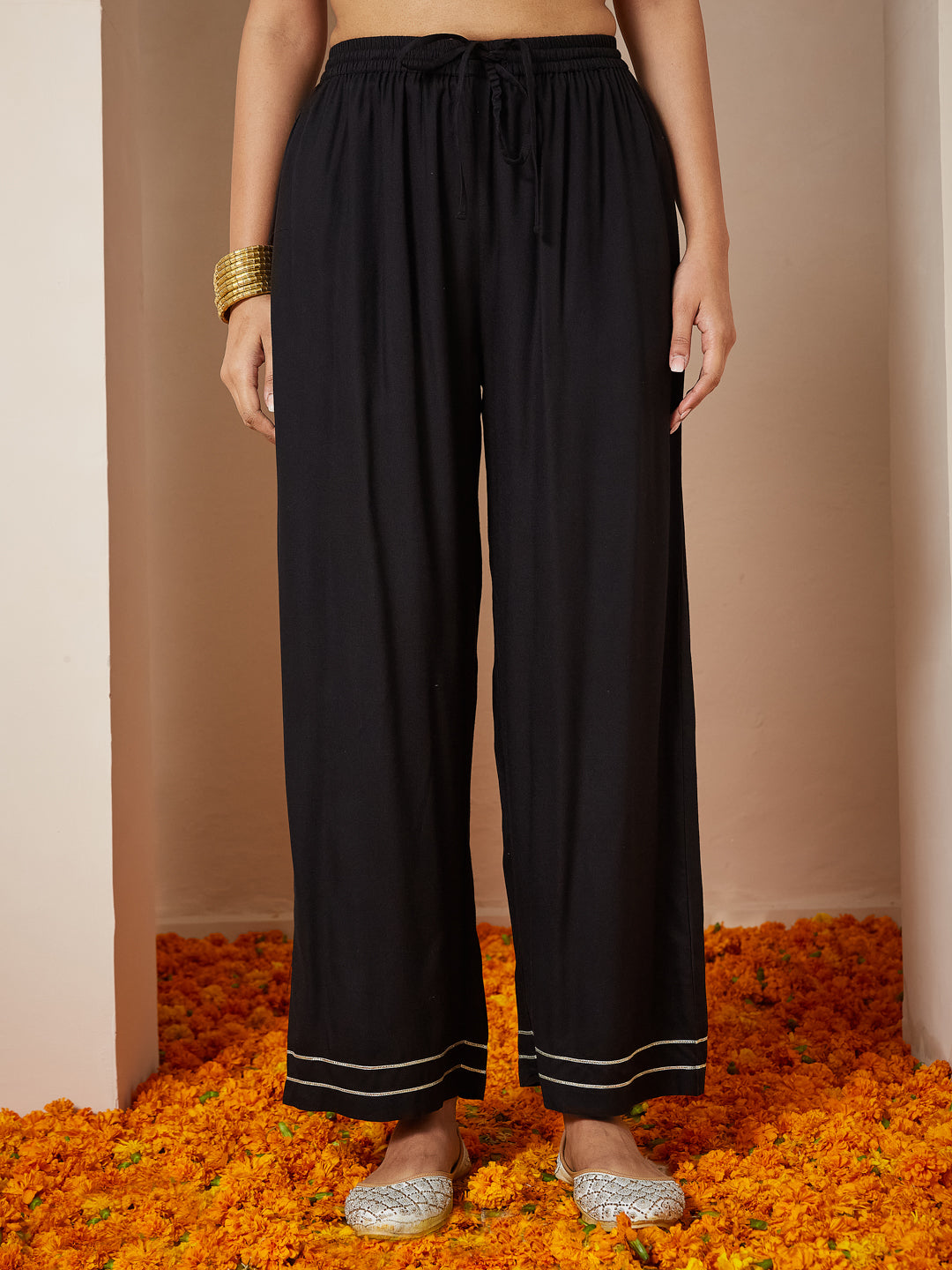 Janasya Dark Rayon Ethnic Motifs A-Line Kurta Set 