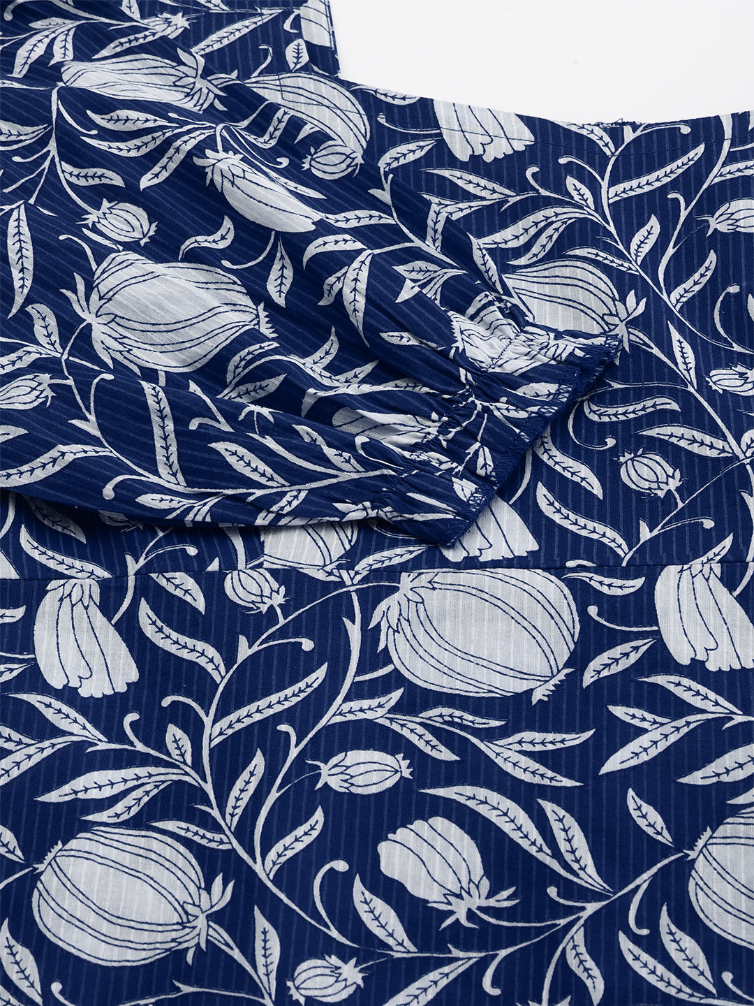 Janasya Dark Cotton Floral A-Line Dress 
