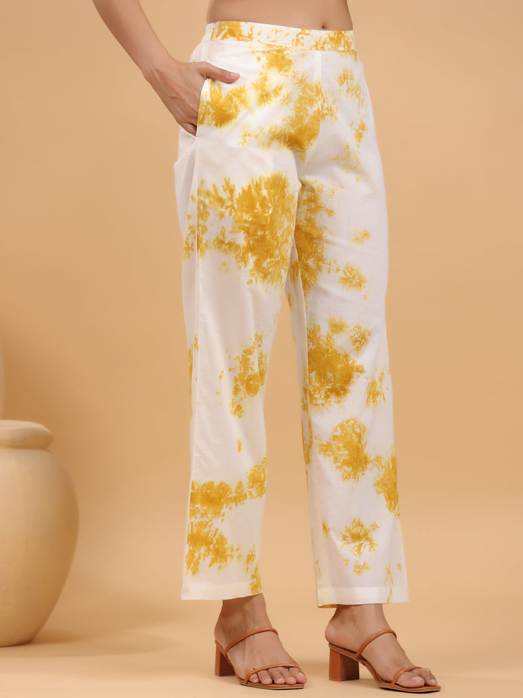 Janasya Bright Cotton Tie & dye Straight Kurta Set 