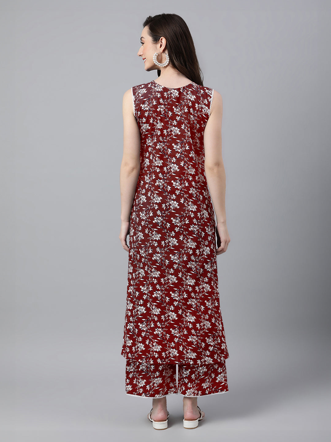 Janasya Bright Cotton Floral A-Line Kurta Set 