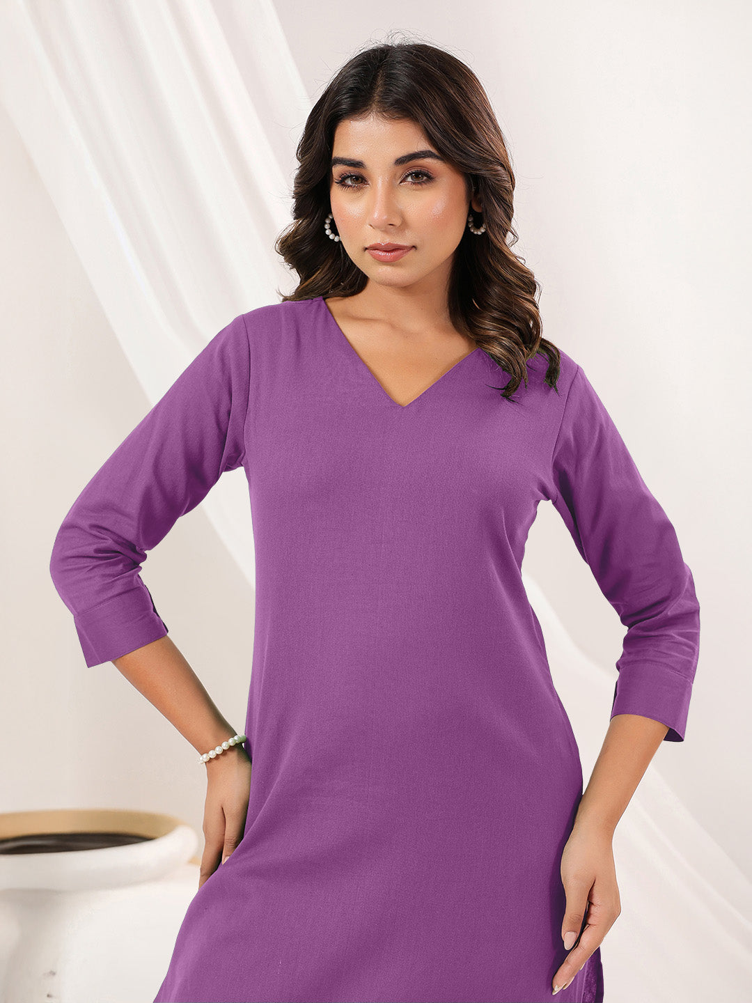 Janasya Light Cotton Solid Straight Kurta Set 