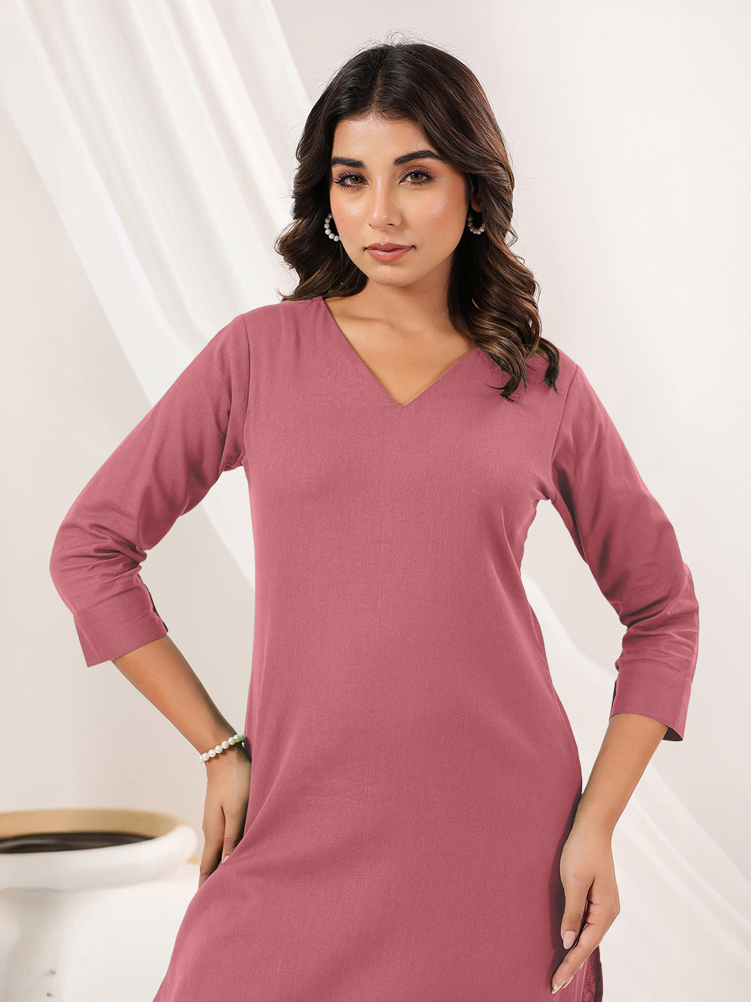 Janasya Light Cotton Solid Straight Kurta Set 