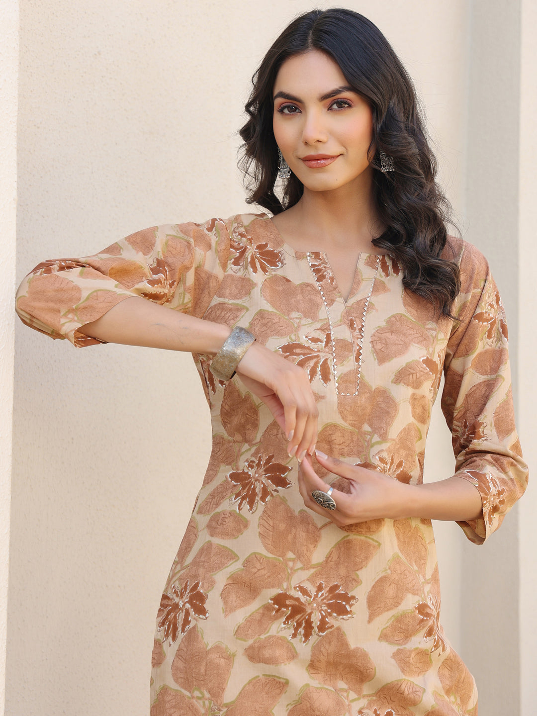 Janasya Light Cotton Floral Straight Kurta Set 
