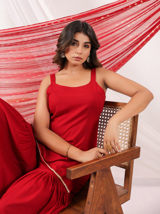 Janasya Dark Rayon Solid Straight Kurta Set 