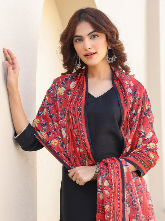 Janasya Dark Silk Blend Solid Straight Kurta Set 