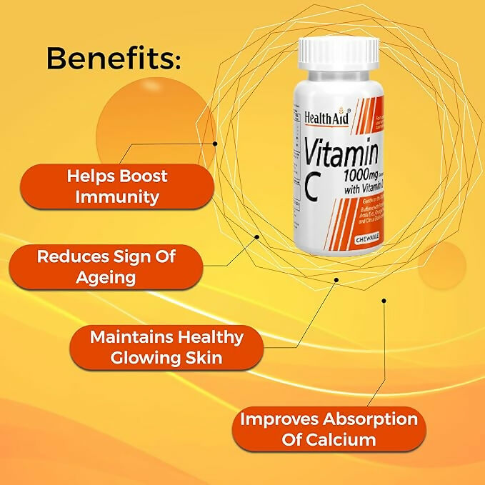 HealthAid Vitamin C 1000 mg Complex with Vitamin D Chewable Tablets 