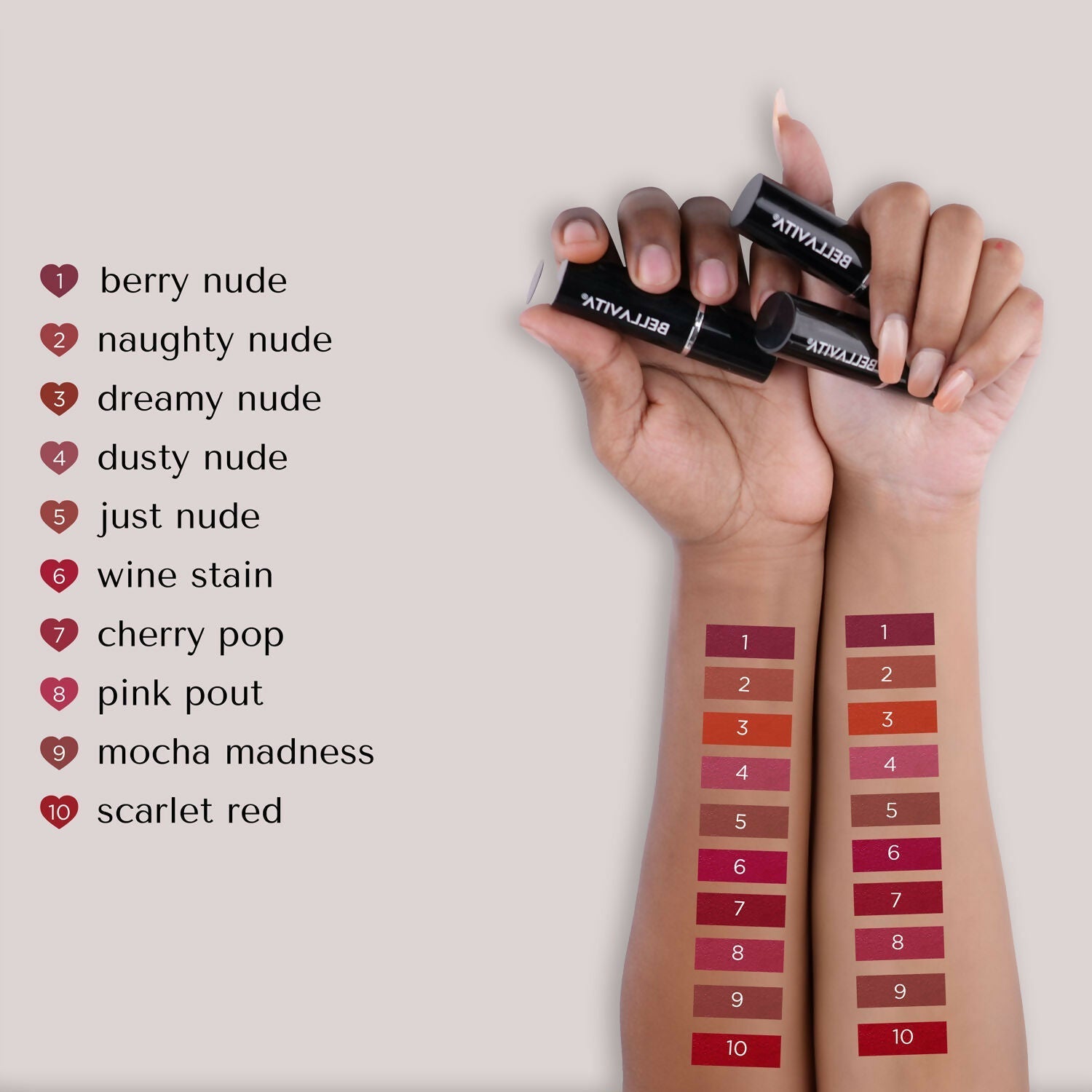 Bella Vita Organic Comfort Matte Bullet Lipstick - Naughty Nude 