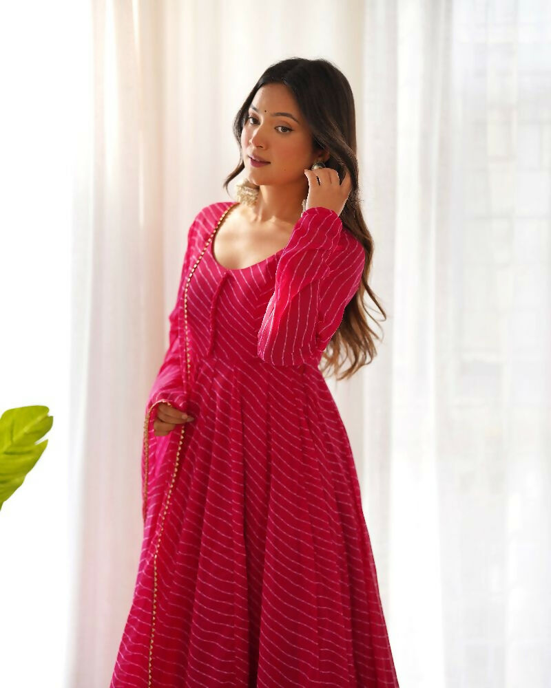 Joban Fashion Rani Pink Kurta Set Georgette Sequence Embroidery Work 