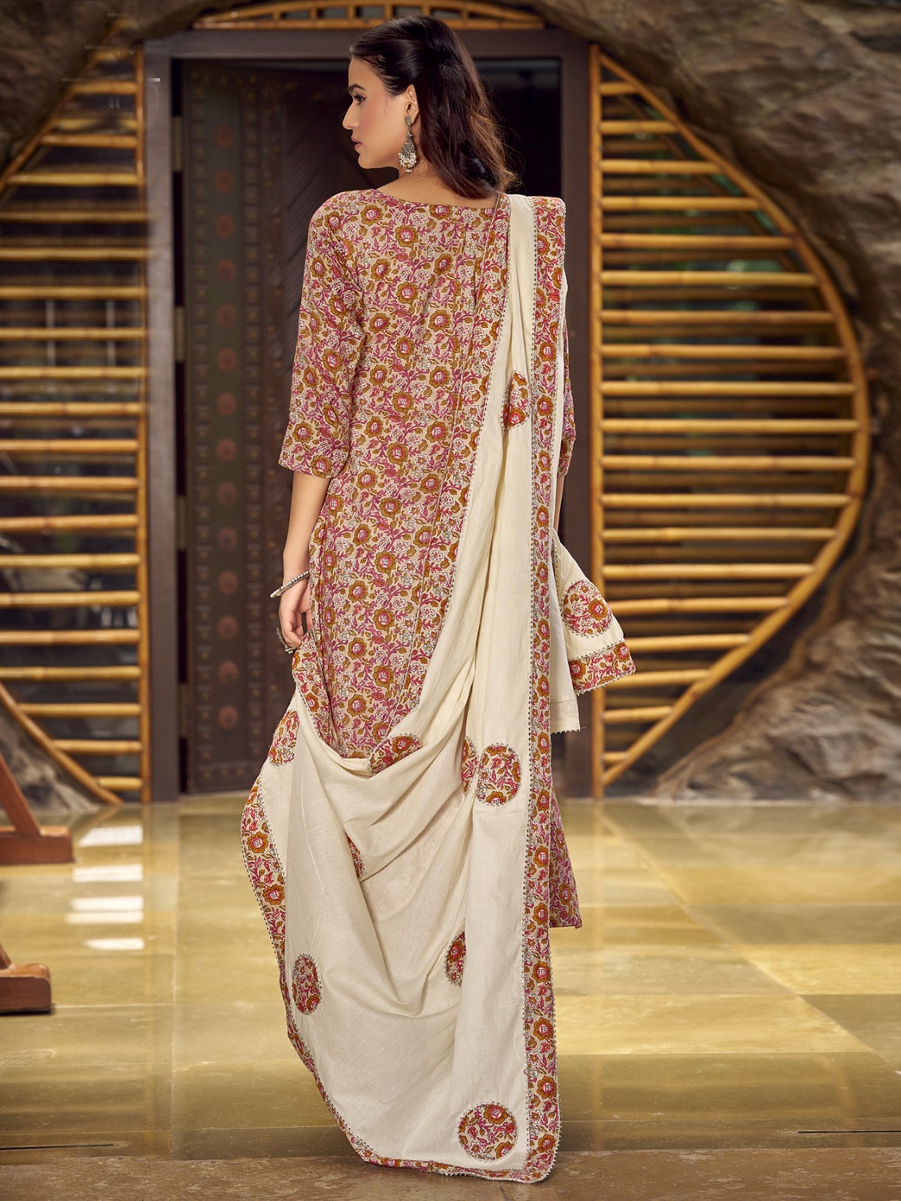Jyoti Fashion Women's Beige Pure Cotton Digital Printed Salwar Suit Set | Swadesiicart