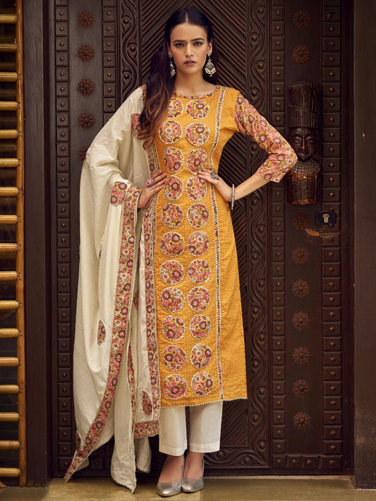 Jyoti Fashion Women's Mustard Pure Cotton Digital Printed Salwar Suit Set | Swadesiicart