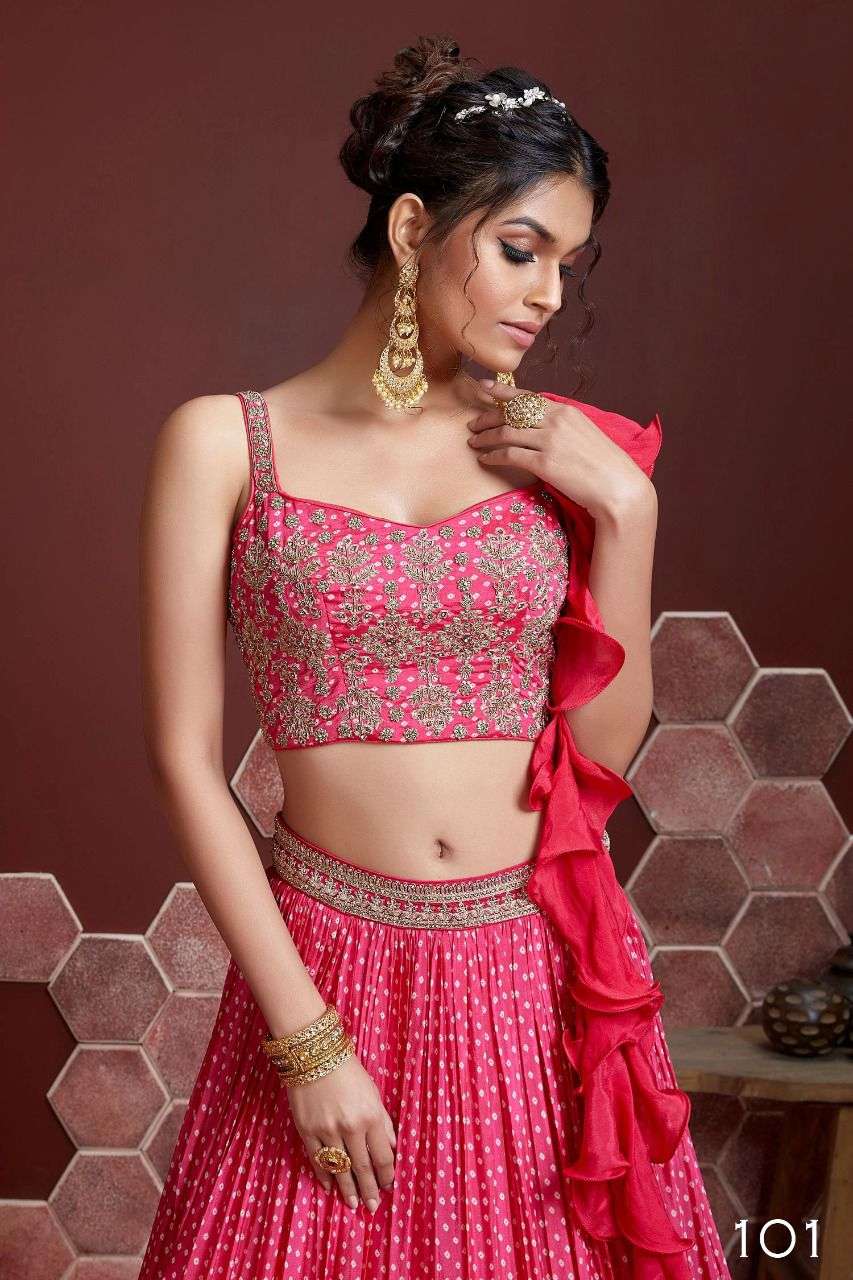 Jyoti Fashion Women's Pink Chinon Silk Digital Print with Heavy Embroidered Lehenga Choli & Dupatta | Swadesiicart