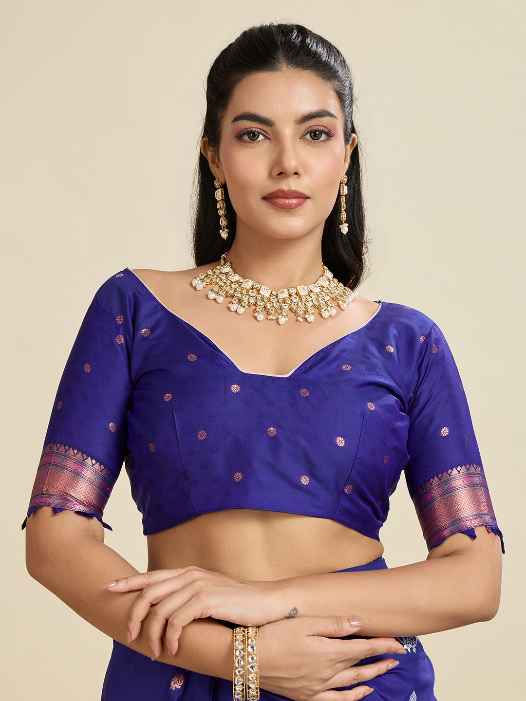 Jyoti Fashion Women's Blue Soft Kanjivaram Paithani Silk Zari Woven Designer Saree with Blouse | Swadesiicart