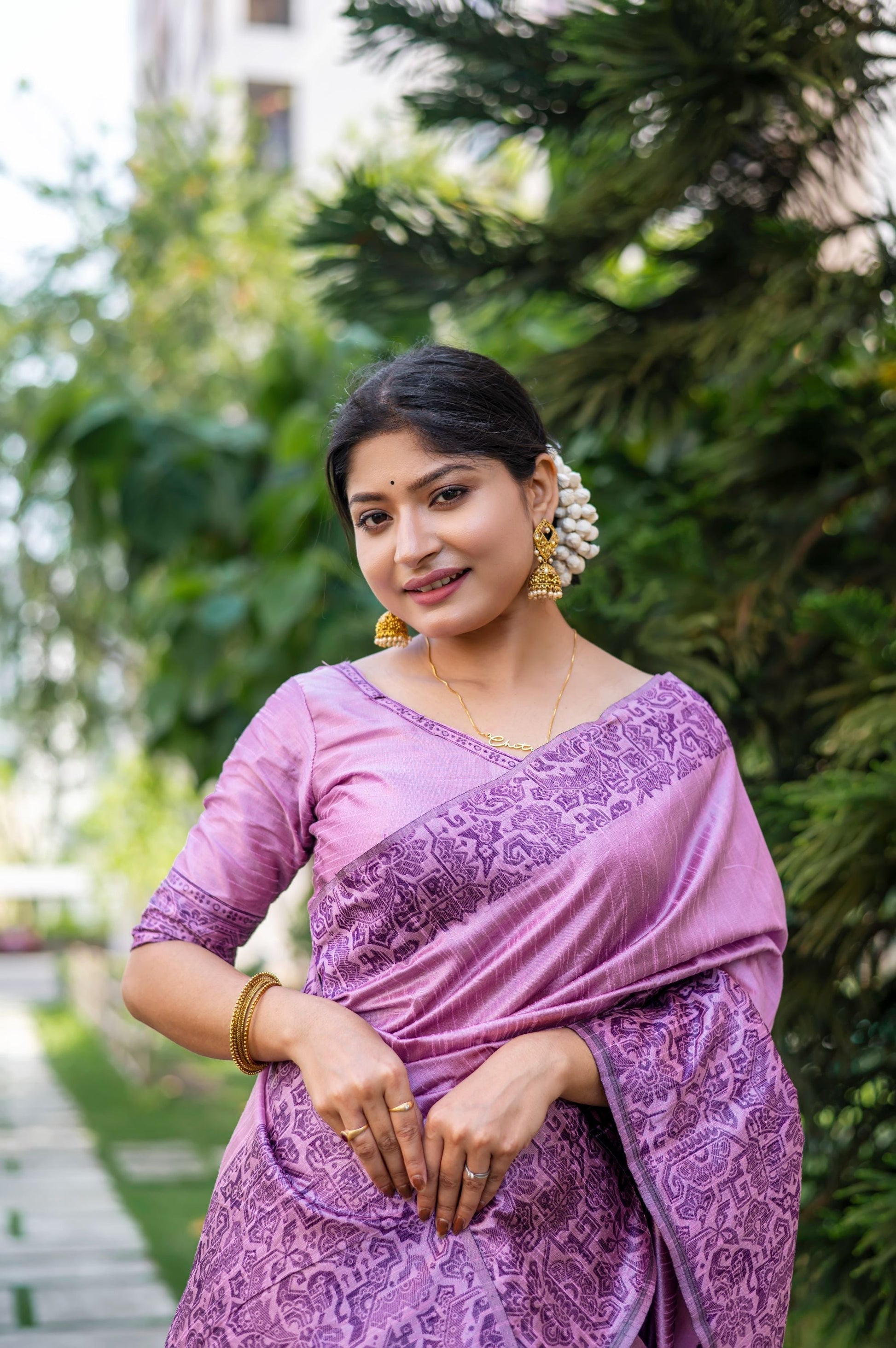 Jyoti Fashion Women's Purple Handloom Raw Silk Weaving Designer Saree with Blouse | Swadesiicart