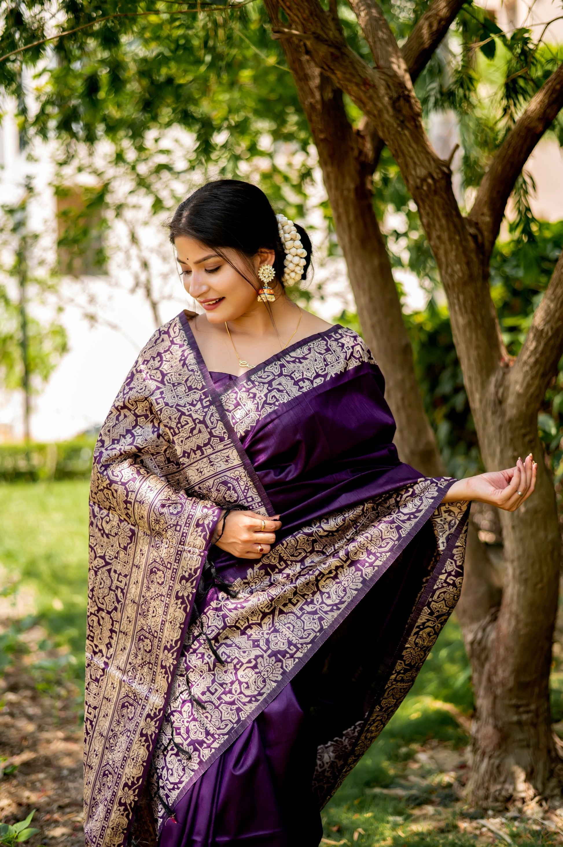 Jyoti Fashion Women's Wine Handloom Raw Silk Weaving Designer Saree with Blouse | Swadesiicart