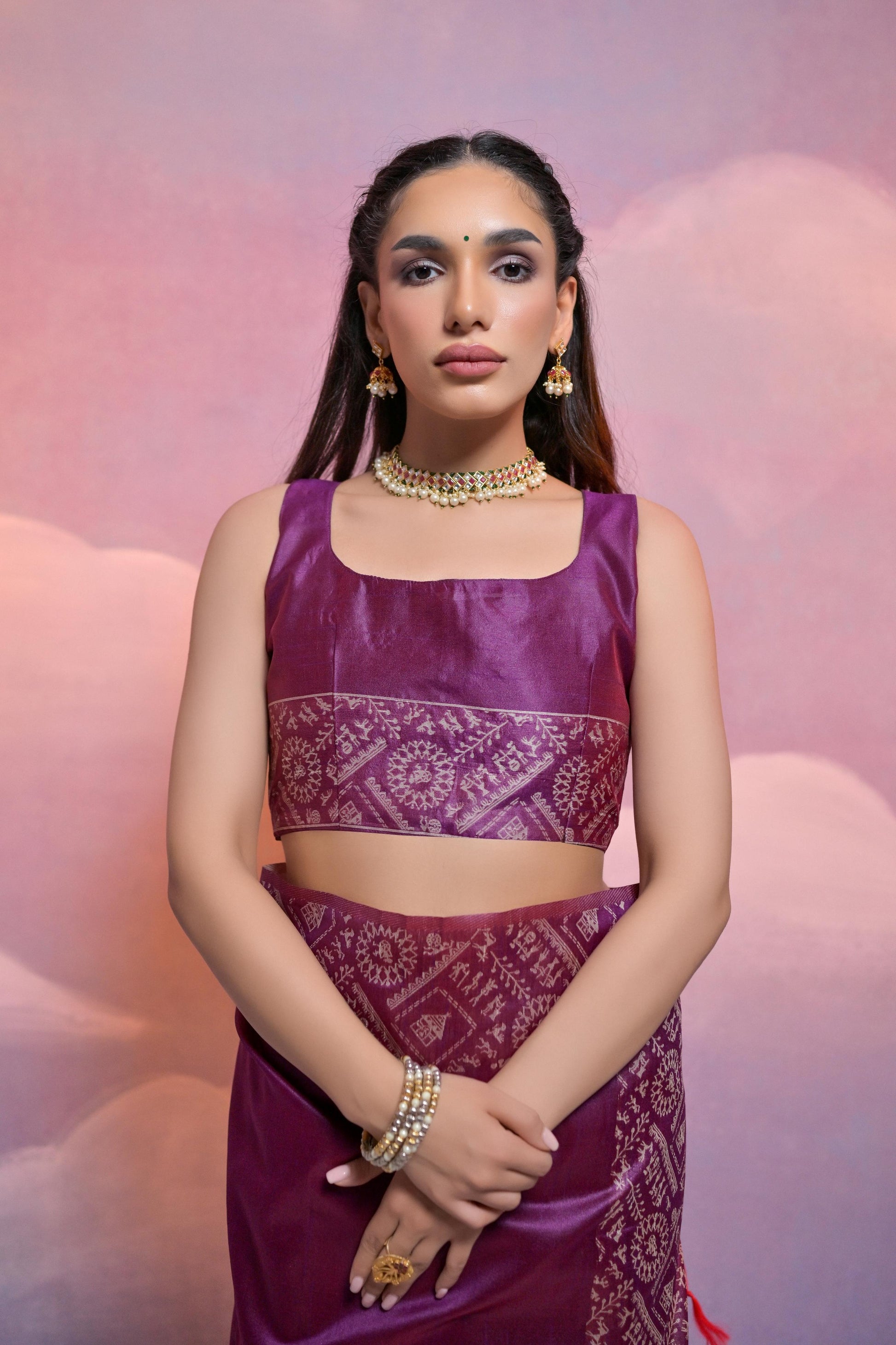 Jyoti Fashion Women's Wine Handloom Raw Silk Weaving Designer Saree with Blouse | Swadesiicart