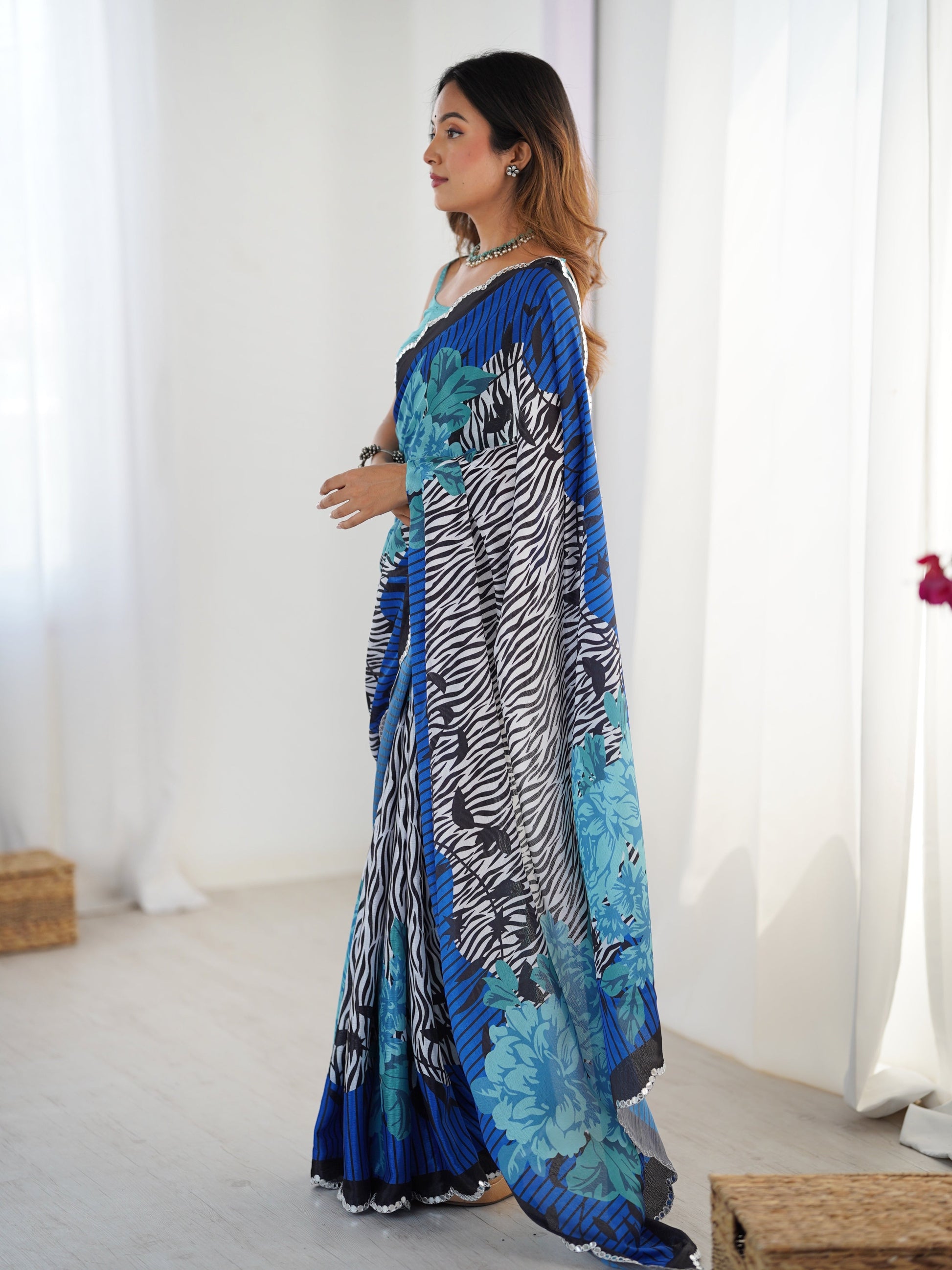 Jyoti Fashion Women's Multicolor Chinon Digital Printed Designer Grab2Buy with Blouse 