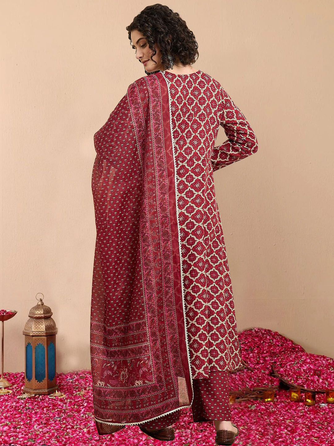 Jyoti Fashion Women's Maroon Rayon Printed Designer Kurta Set with Dupatta