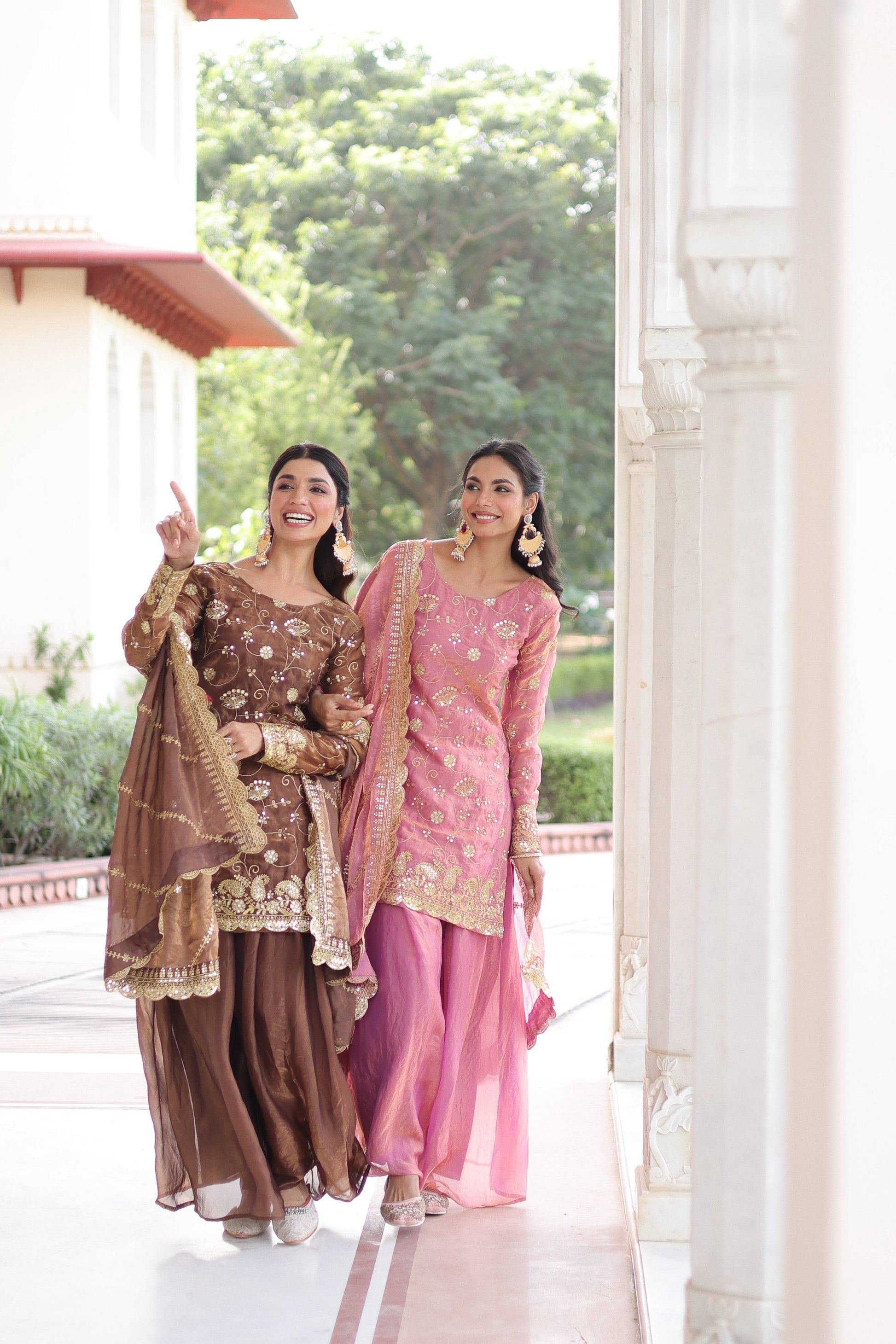 Jyoti Fashion Pink & Coffee Fendy Embroidered Designer Combo Kurta Set with Dupatta