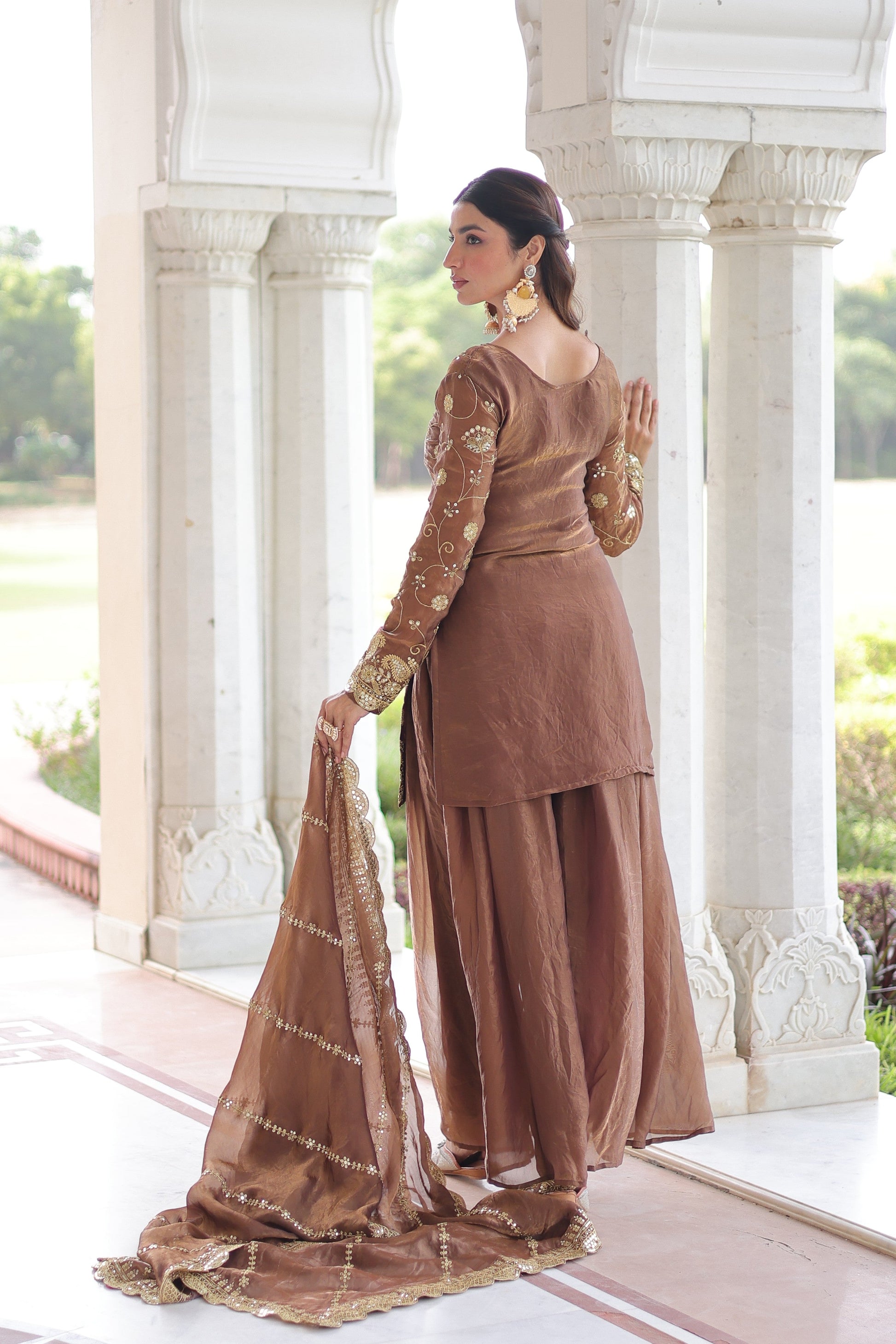 Jyoti Fashion Coffee Fendy Embroidered Designer Kurta Set with Dupatta