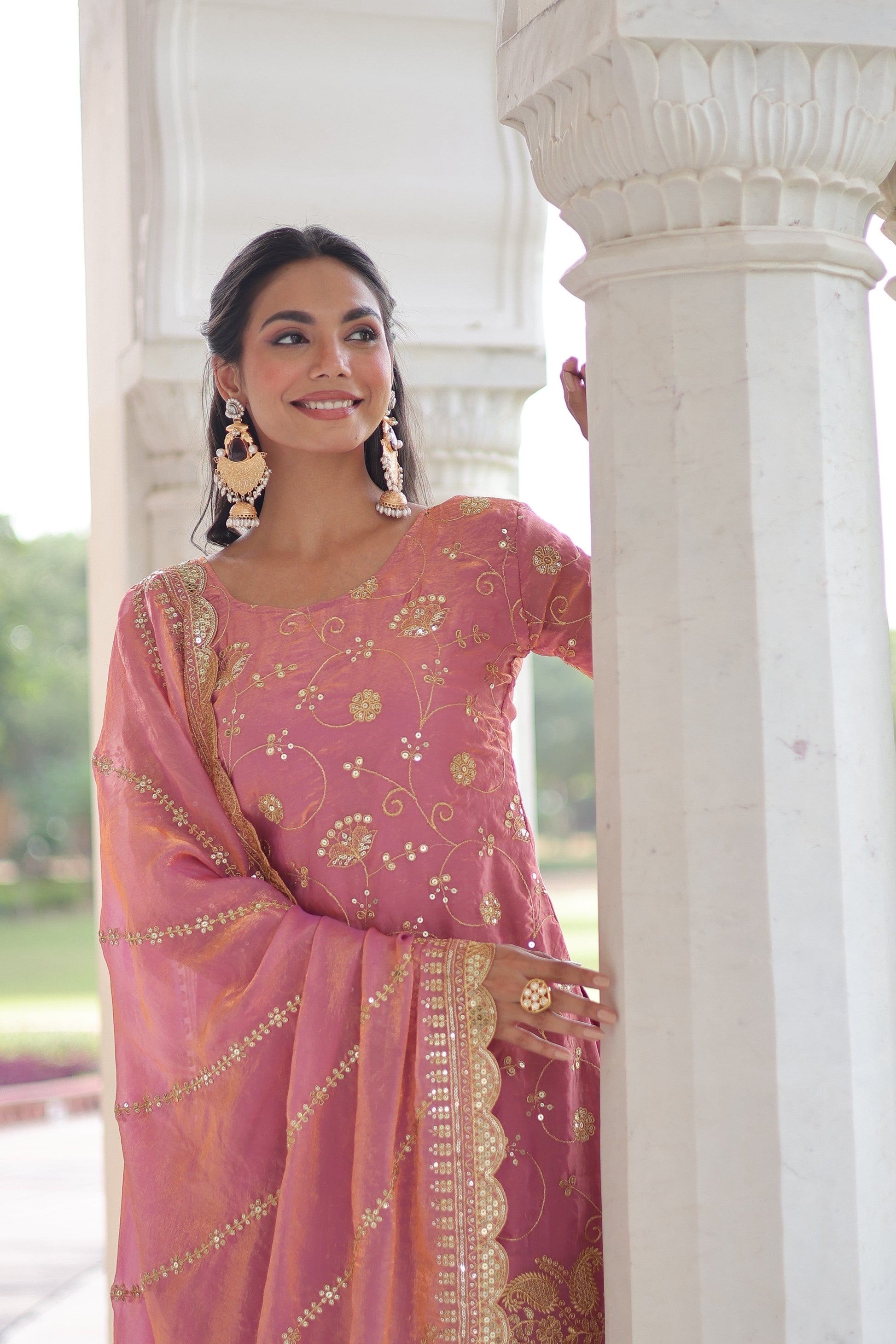 Jyoti Fashion Pink Fendy Embroidered Designer Kurta Set with Dupatta