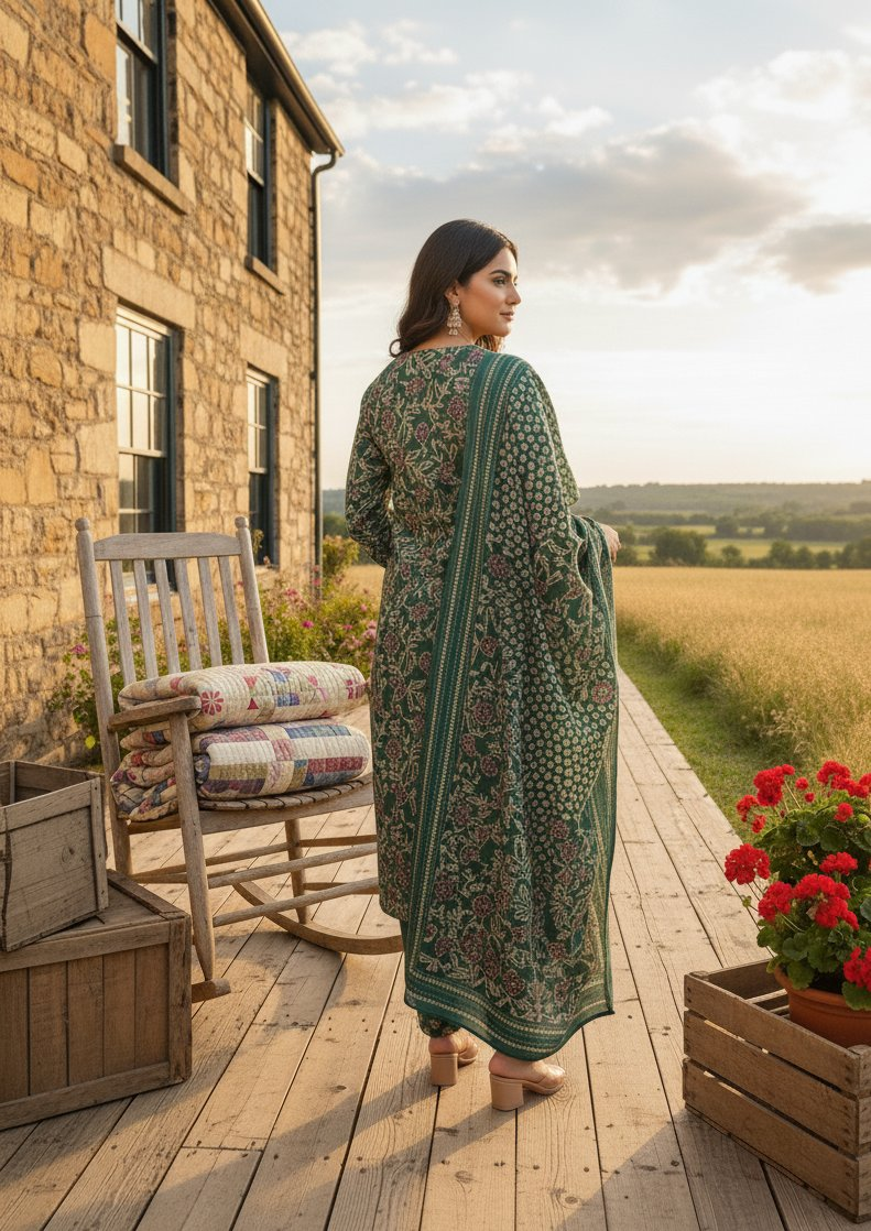 Jyoti Fashion Rama Cotton Silk Floral Printed Designer Kurta Set with Dupatta
