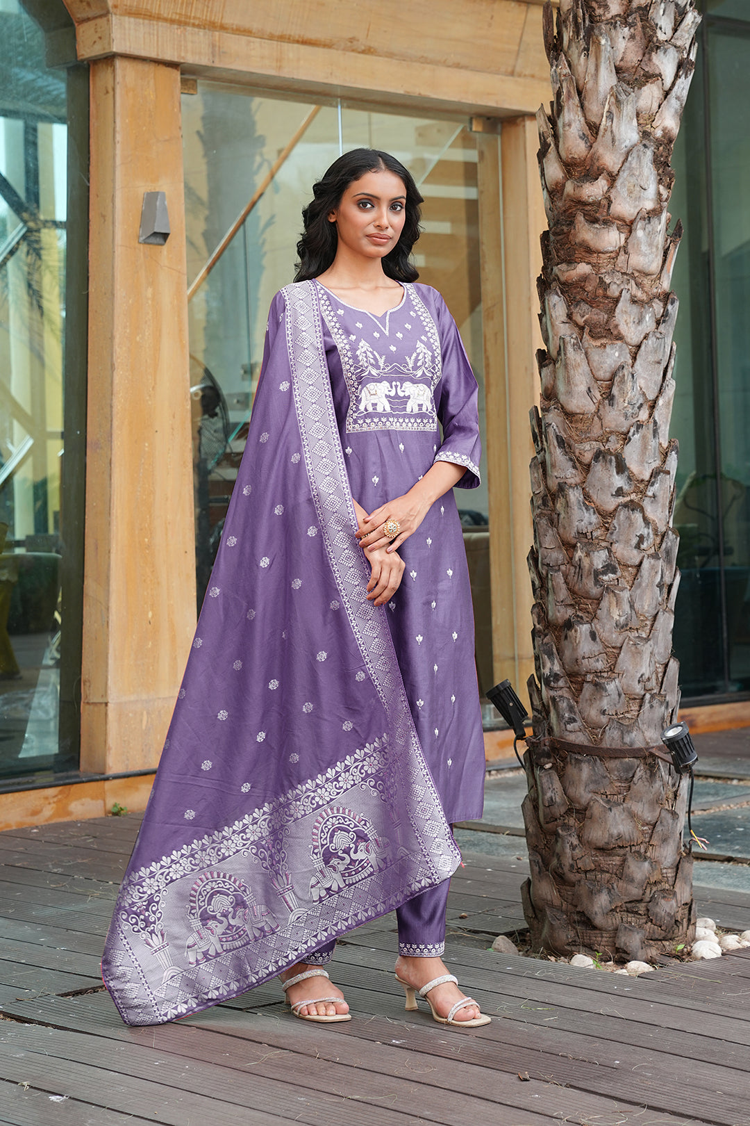 Jyoti Fashion Purple Vatican Embroidered Designer Kurta Set with Dupatta