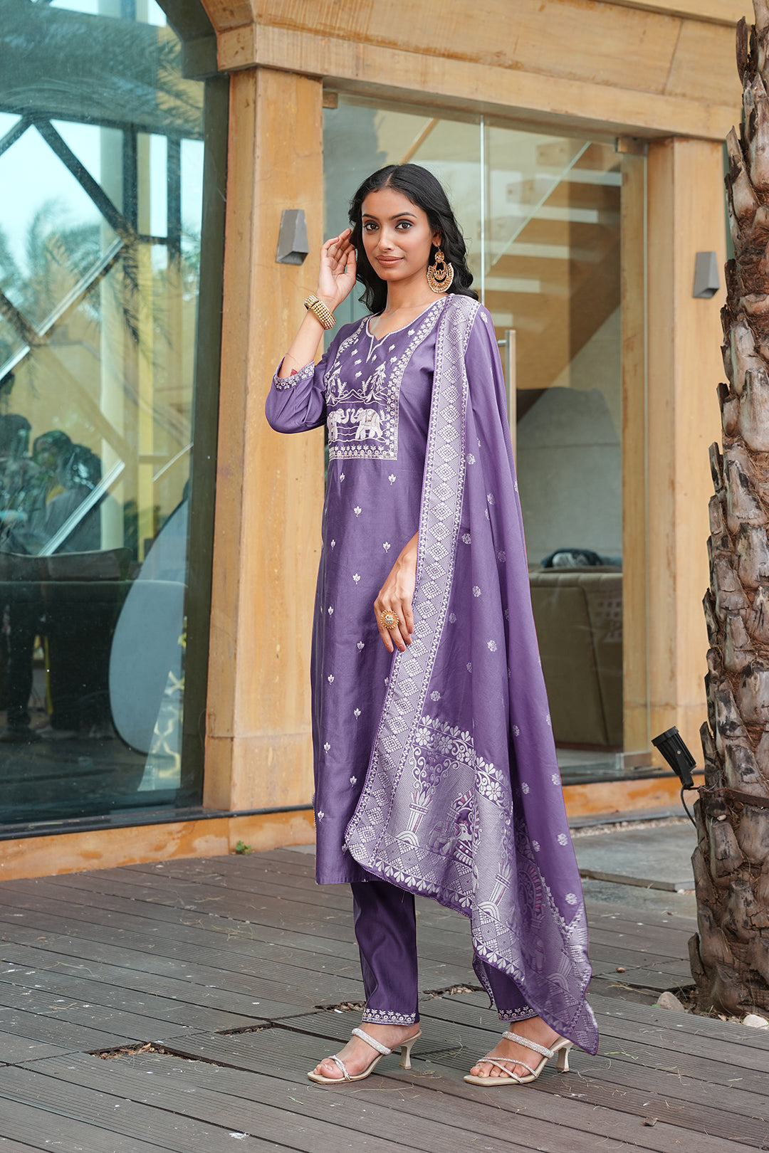 Jyoti Fashion Purple Vatican Embroidered Designer Kurta Set with Dupatta