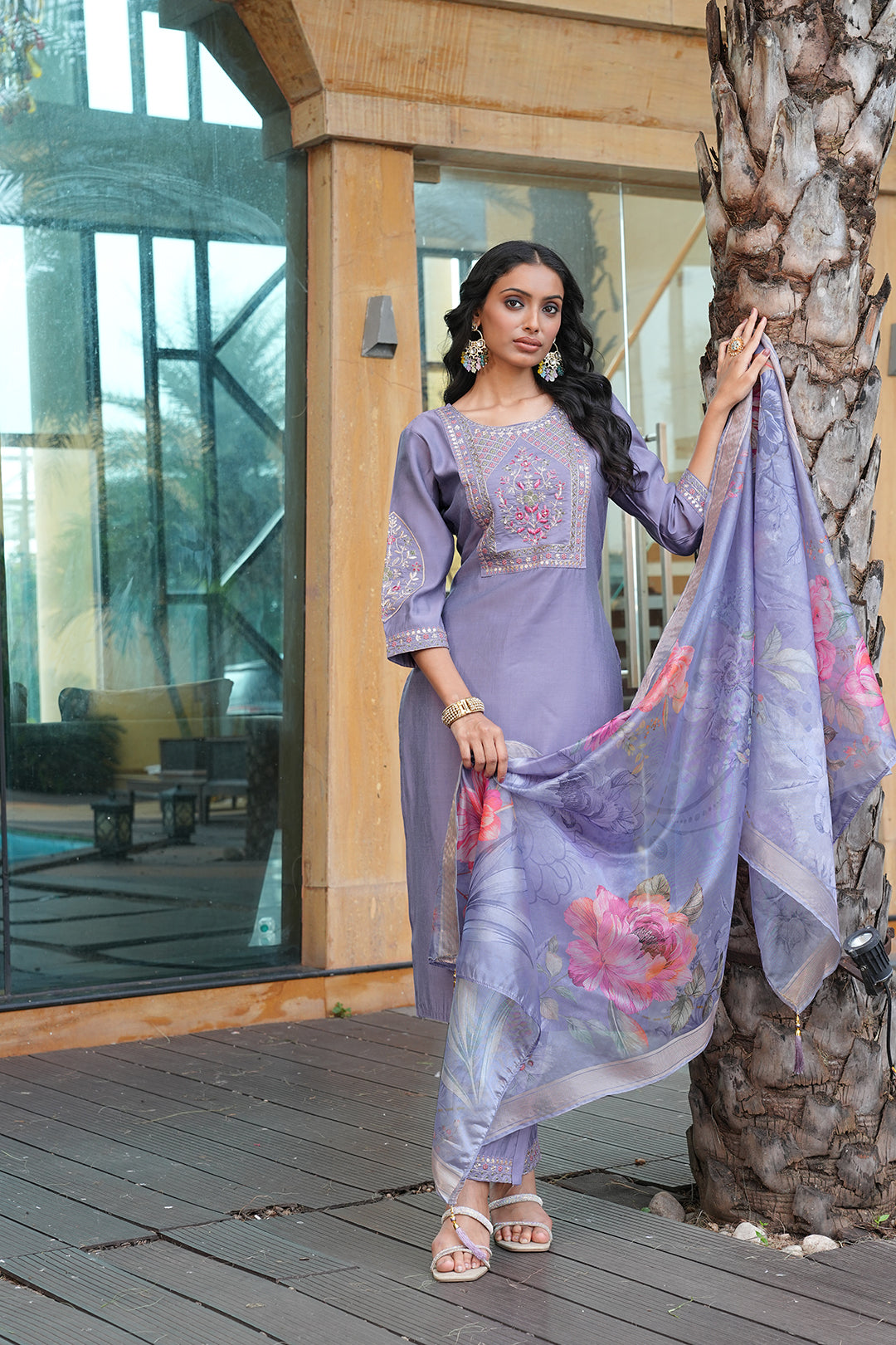 Jyoti Fashion Grey Vatican Embroidered Designer Kurta Set with Dupatta