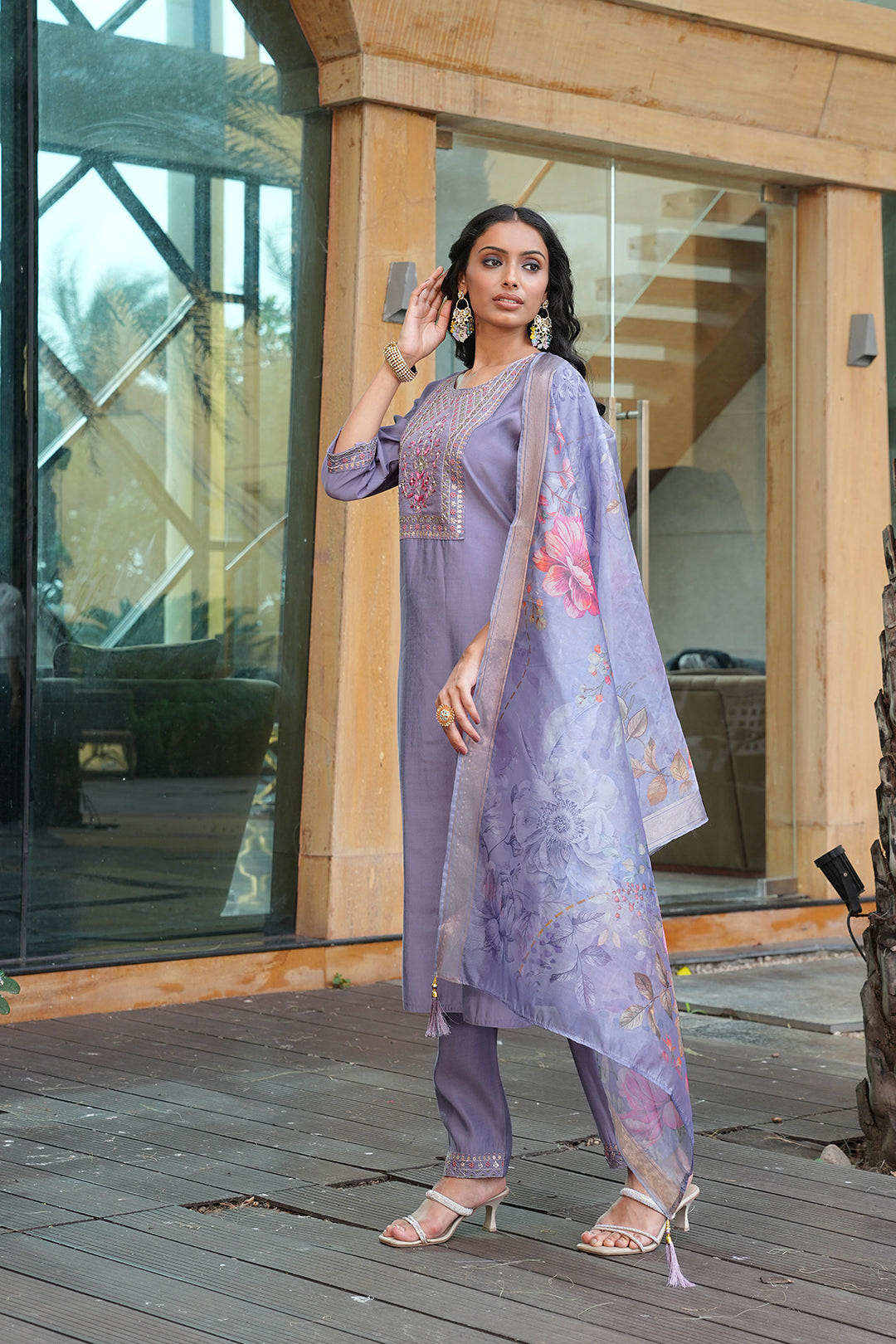 Jyoti Fashion Grey Vatican Embroidered Designer Kurta Set with Dupatta