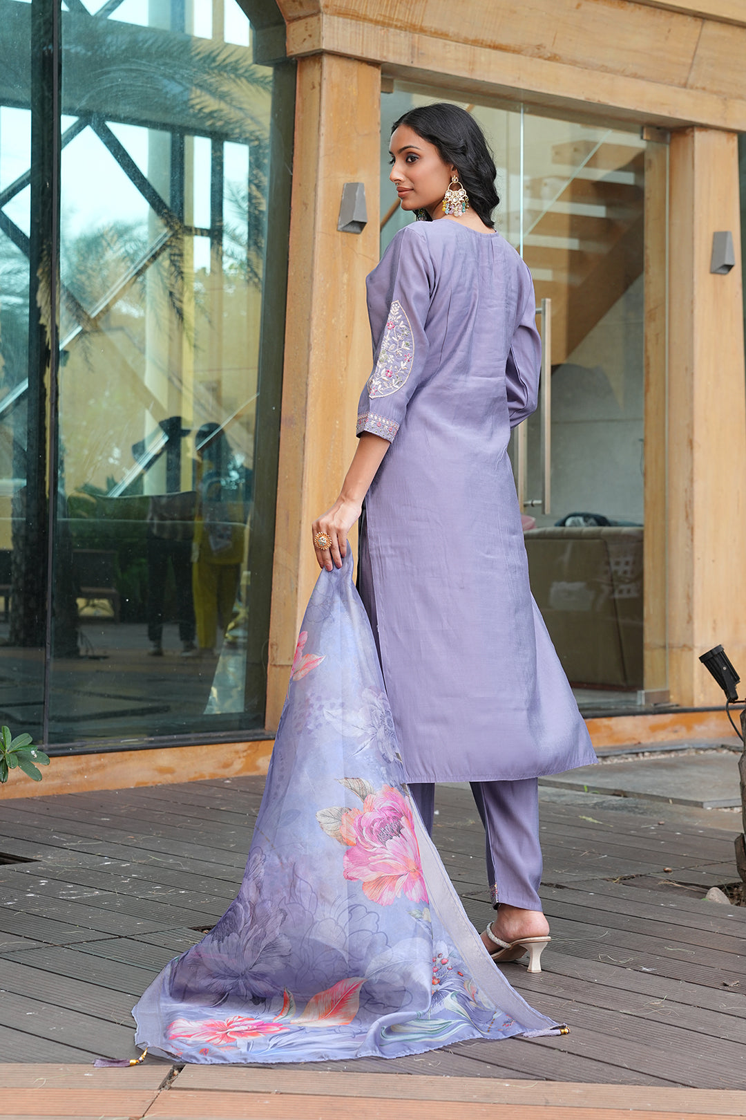 Jyoti Fashion Grey Vatican Embroidered Designer Kurta Set with Dupatta