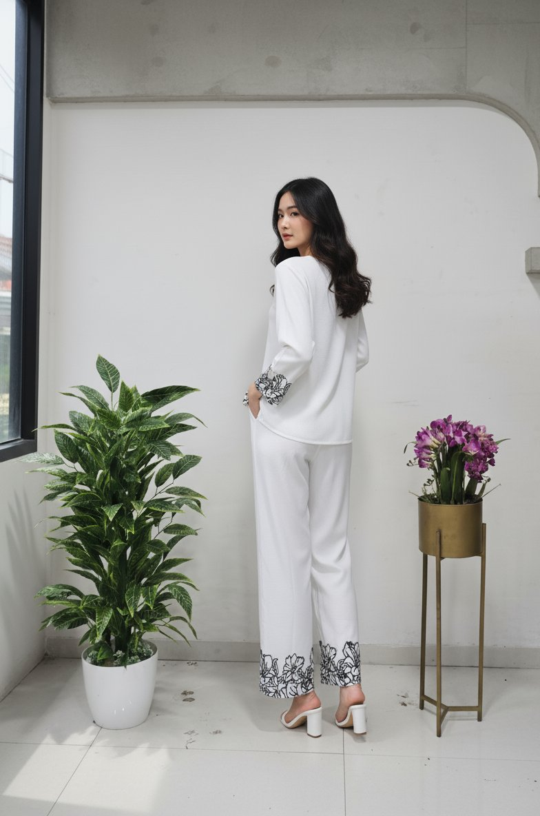 Jyoti Fashion White Bindu Bubbal Embroidered Designer Kurta Set