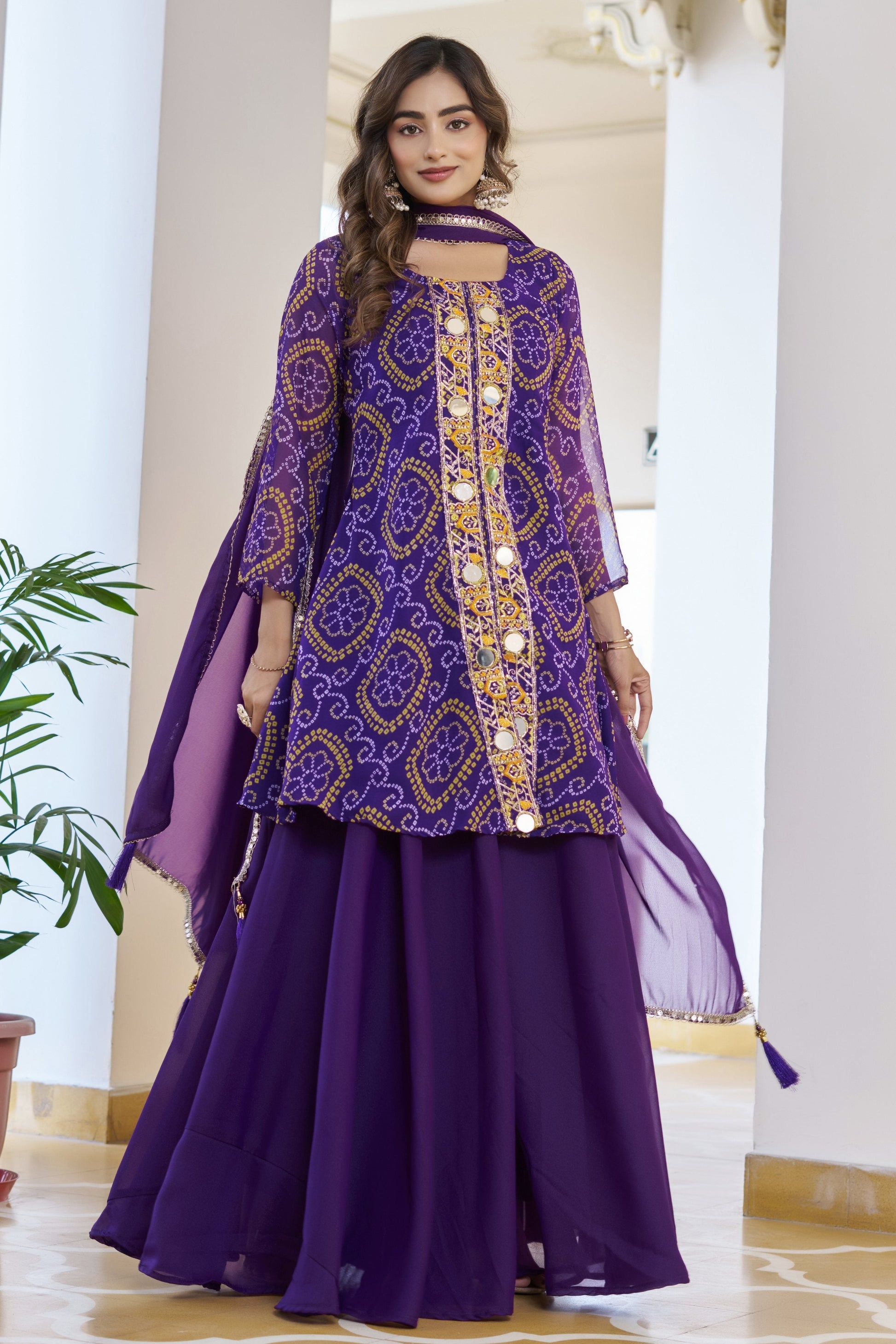 Jyoti Fashion Purple Faux Georgette Embroidered Designer Kurta Set with Dupatta