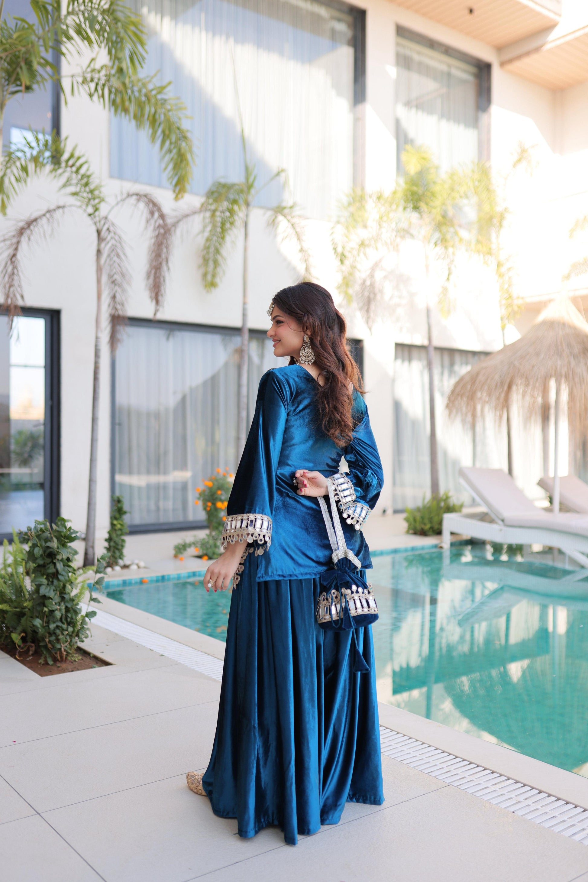 Jyoti Fashion Rama ICE Velvet Embroidered Designer Kurta Set with Batwa
