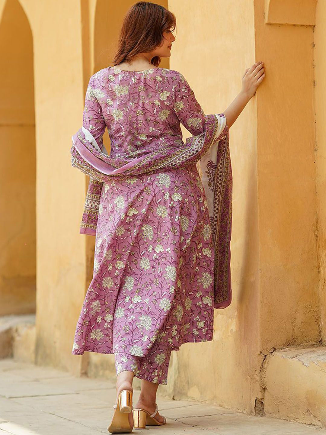 Jyoti Fashion Lavender Rayon Printed Designer Kurta Set With Dupatta