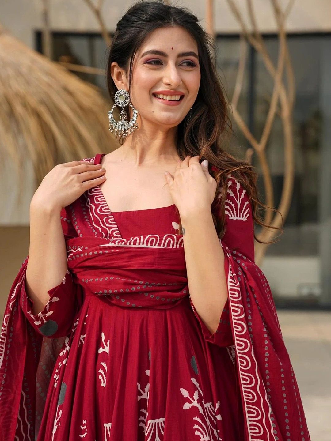 Jyoti Fashion Maroon Rayon Printed Designer Kurta Set With Dupatta