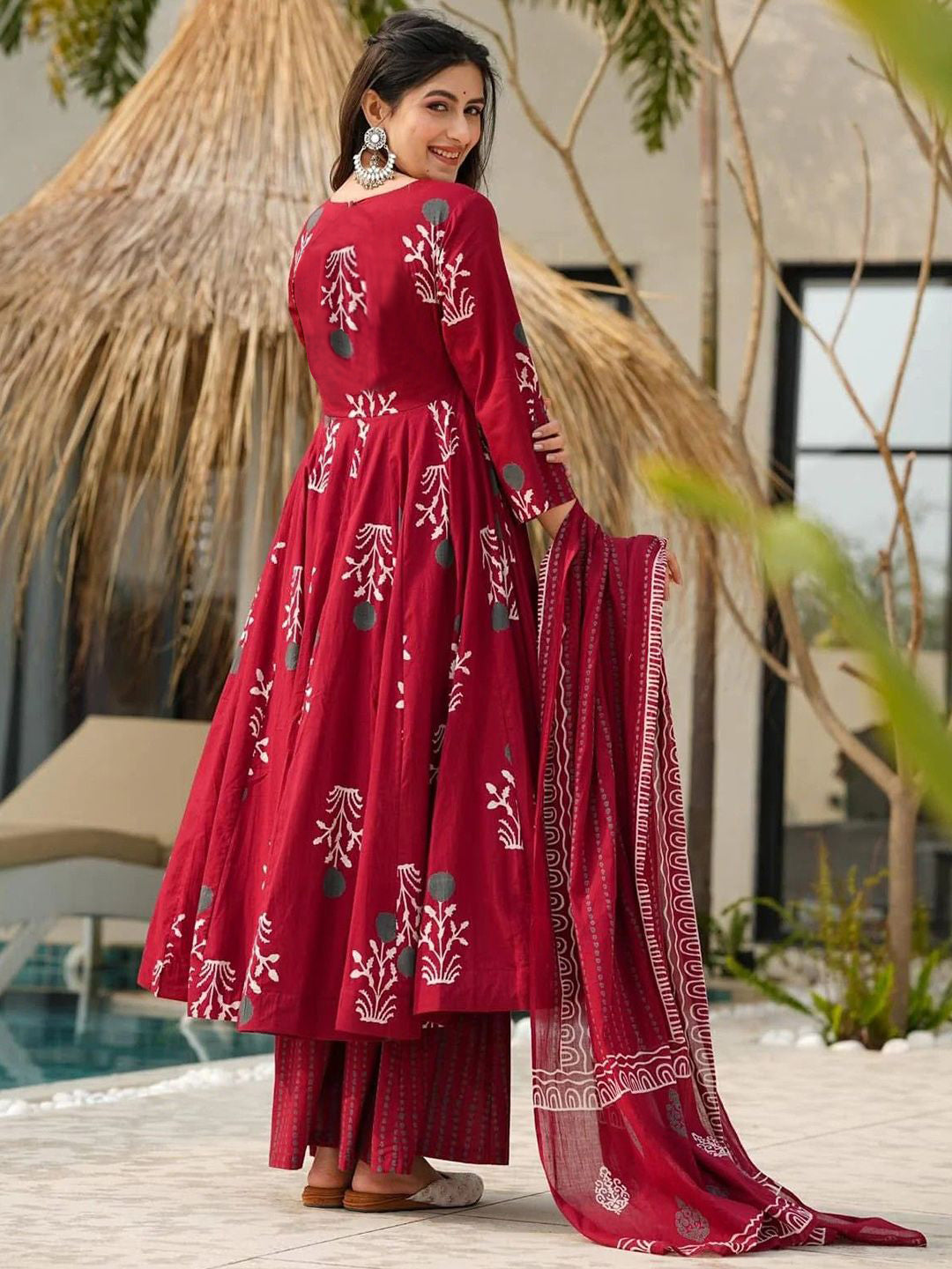 Jyoti Fashion Maroon Rayon Printed Designer Kurta Set With Dupatta
