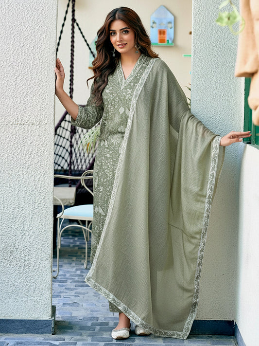Jyoti Fashion Pista Rayon Printed Designer Kurta Set With Dupatta