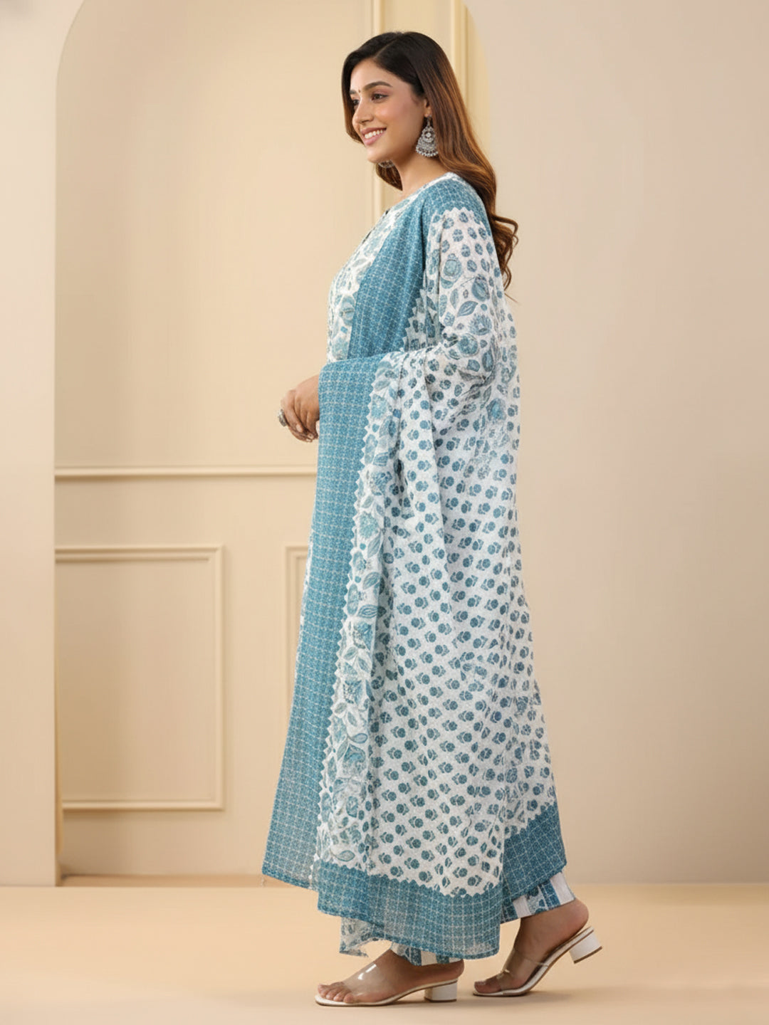 Jyoti Fashion White Rayon Printed Designer Kurta Set With Dupatta