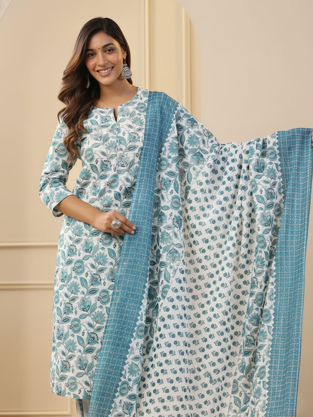 Jyoti Fashion White Rayon Printed Designer Kurta Set With Dupatta