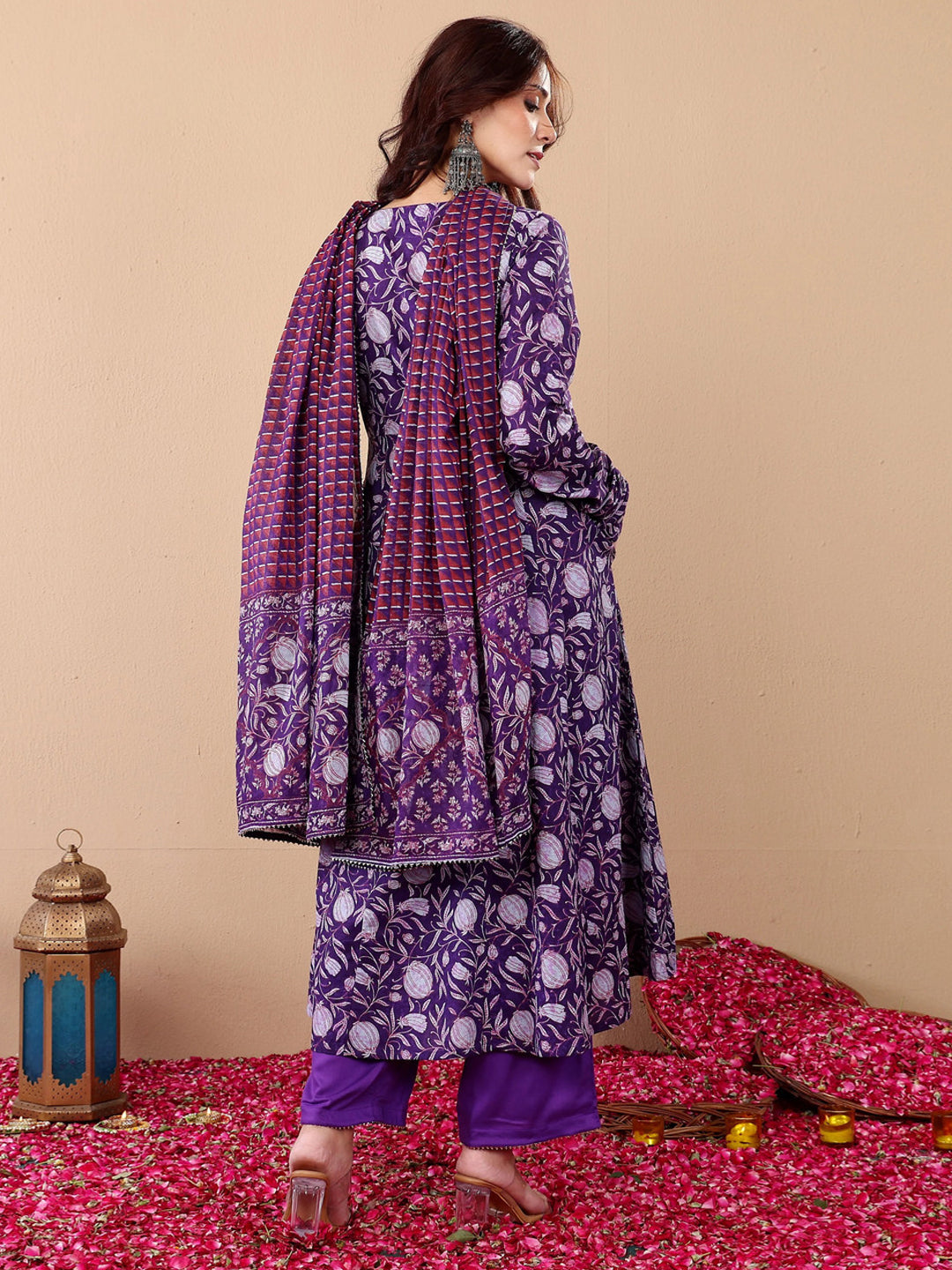 Jyoti Fashion Purple Rayon Printed Designer Kurta Set With Dupatta