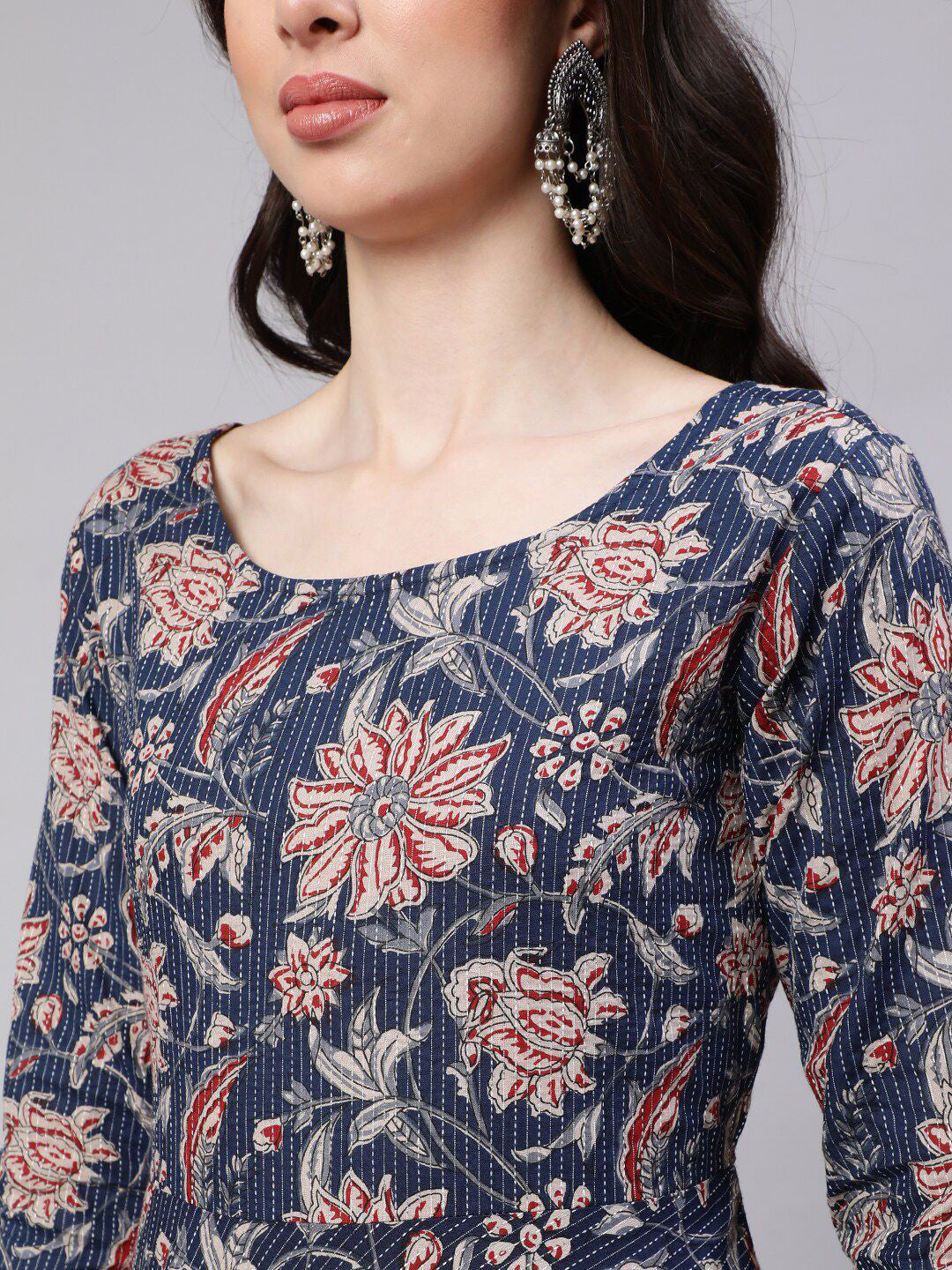Jyoti Fashion Navy Blue Rayon Printed Designer Kurta Set With Dupatta