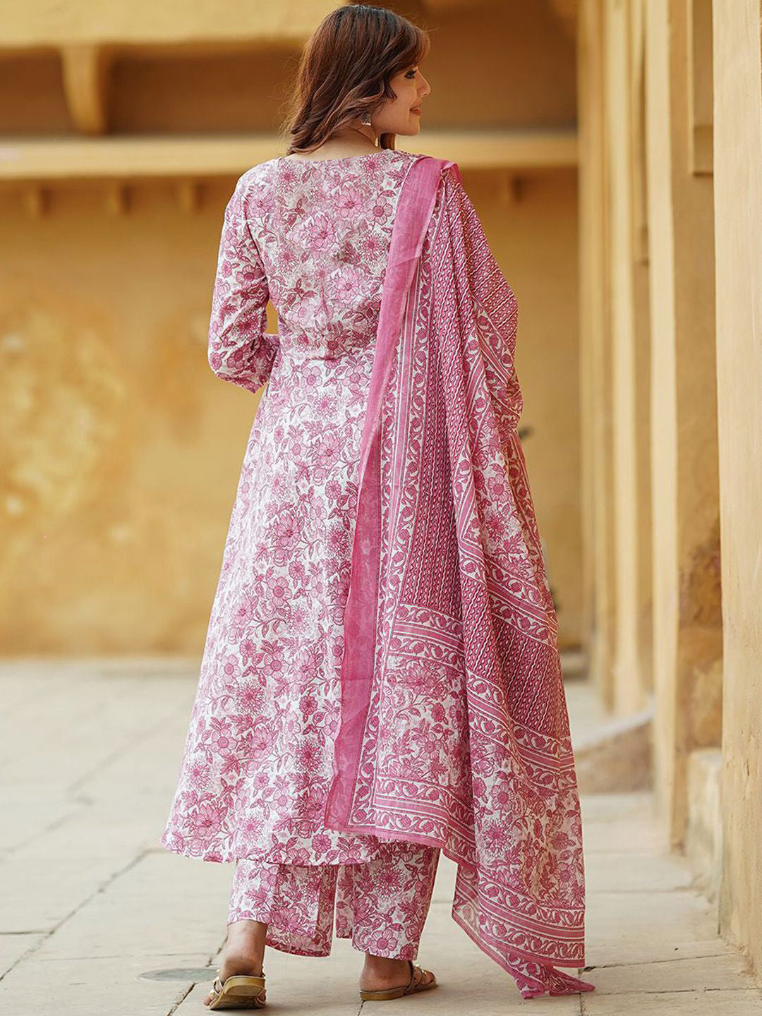 Jyoti Fashion Baby Pink Rayon Printed Designer Kurta Set With Dupatta