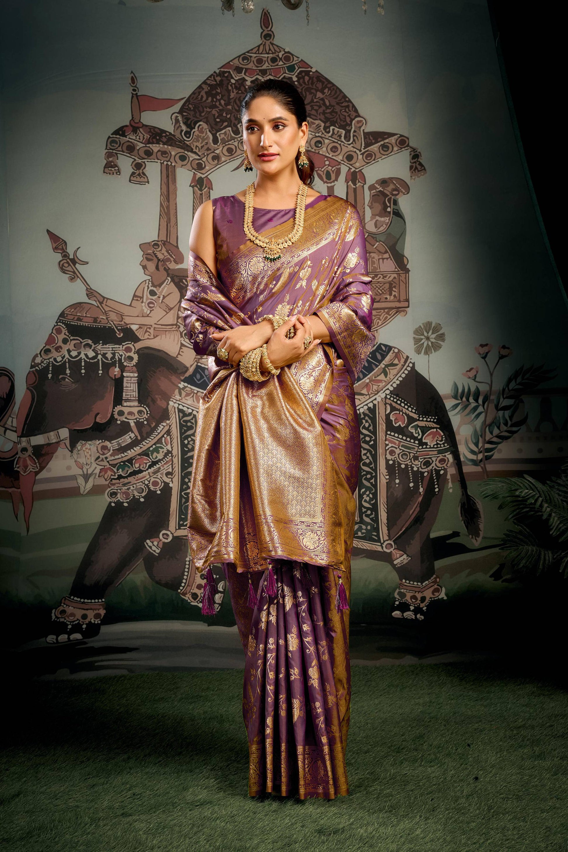 Jyoti Fashion Women's Wine Premium Soft Silk Zari Woven Saree with Blouse